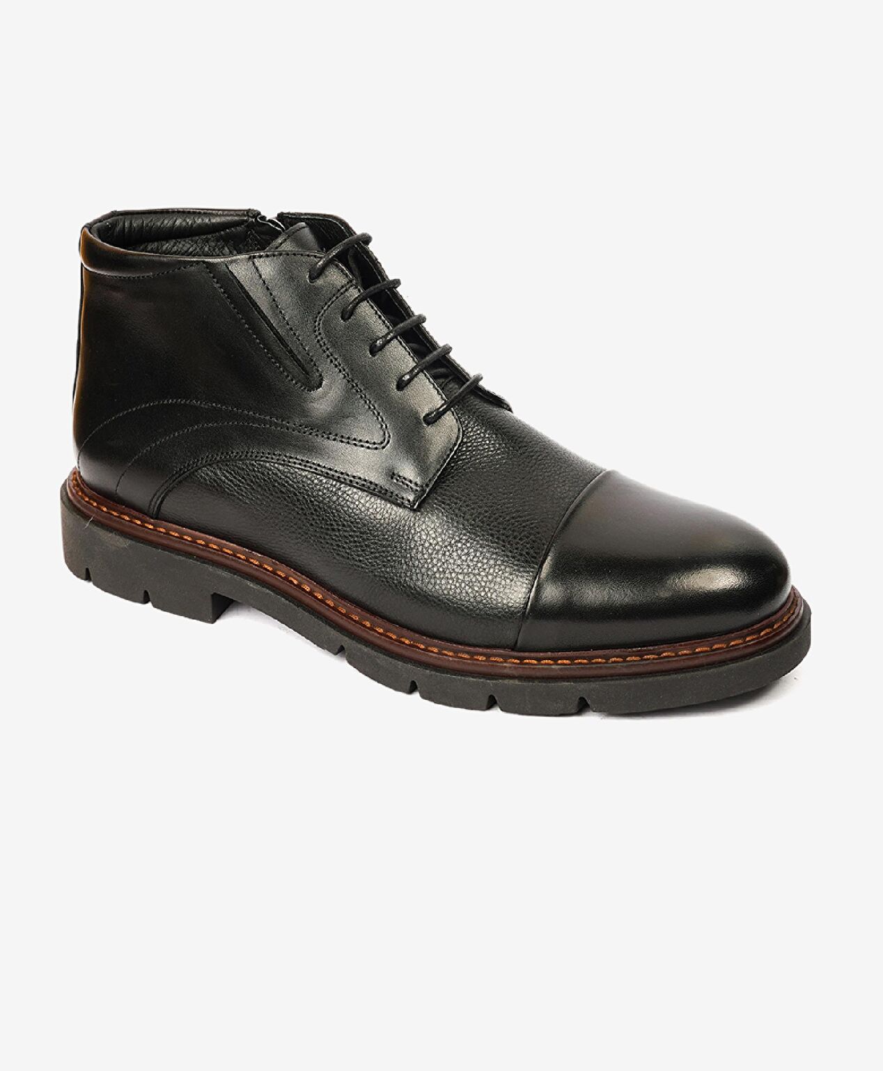 Erkek Siyah Hakiki Deri Klasik Bot - 2