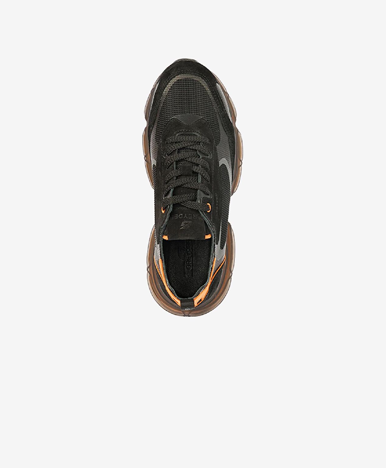 Erkek Siyah Turuncu Hakiki Deri Sneaker Ayakkabı - 4
