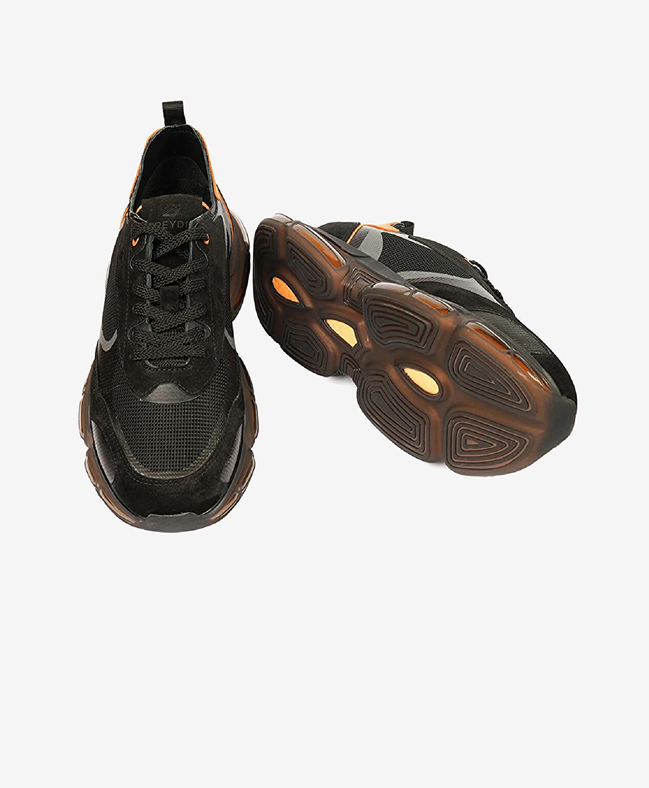 Erkek Siyah Turuncu Hakiki Deri Sneaker Ayakkabı - 6