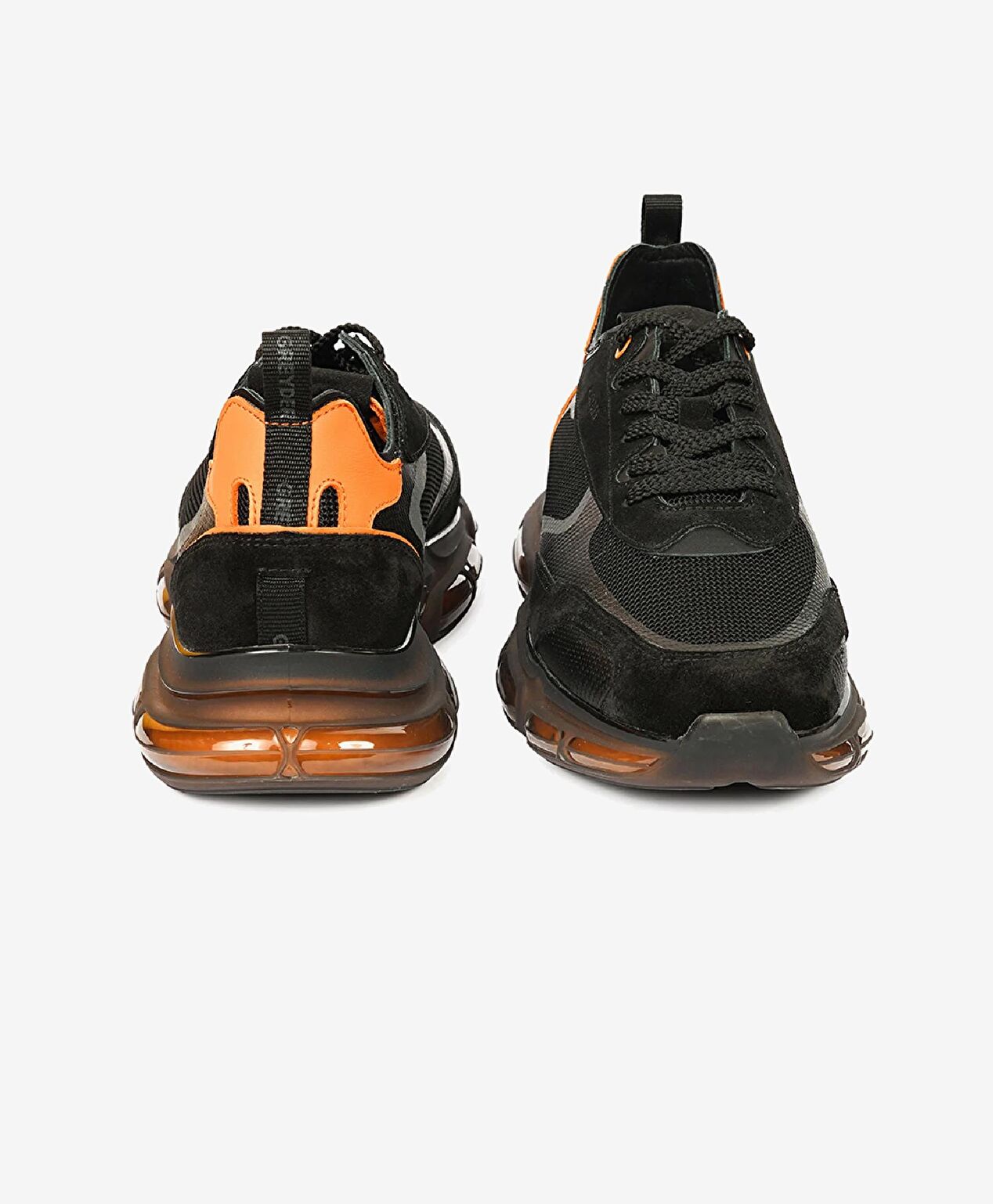 Erkek Siyah Turuncu Hakiki Deri Sneaker Ayakkabı - 7