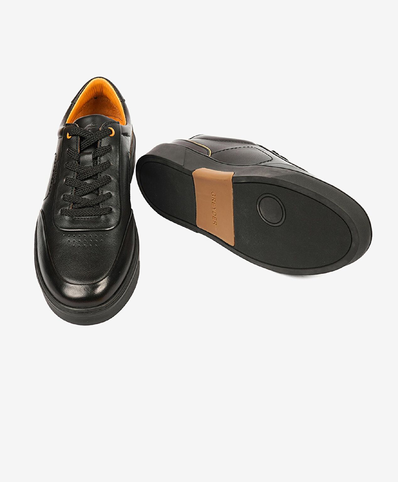 Erkek Siyah Hakiki Deri Sneaker Ayakkabı - 6