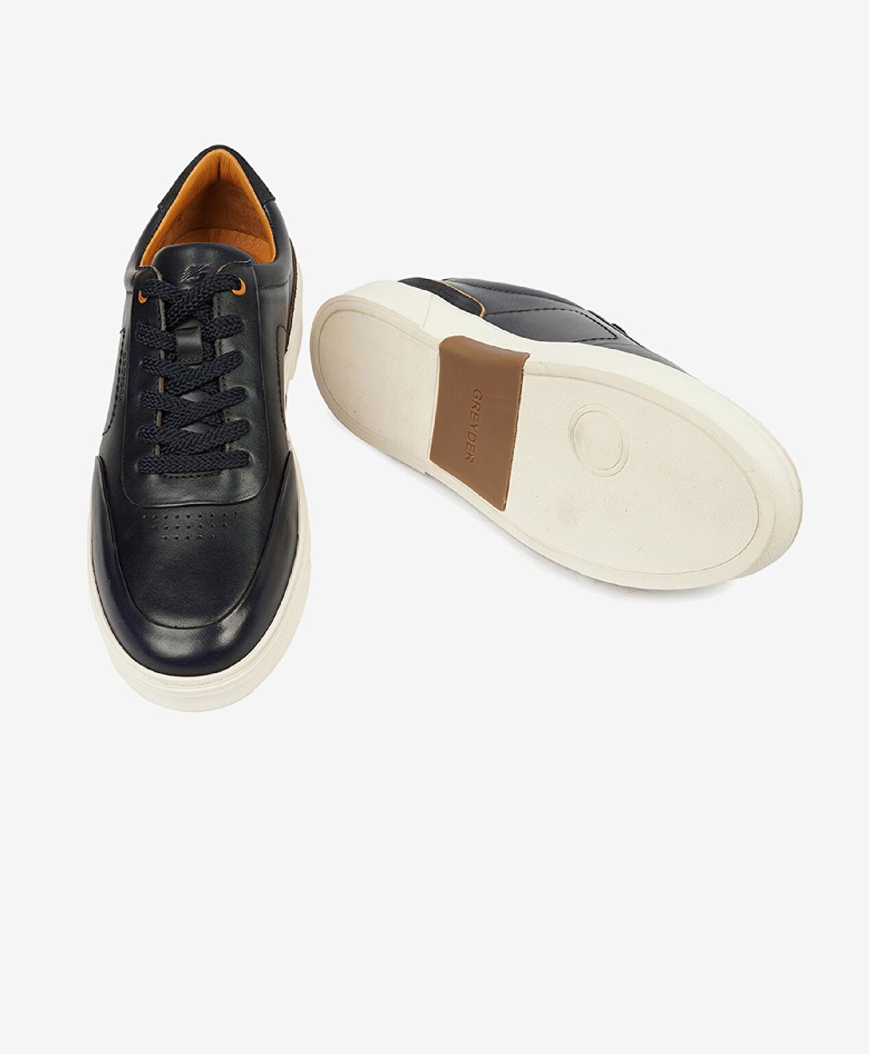 Erkek Lacivert Hakiki Deri Sneaker Ayakkabı - 6