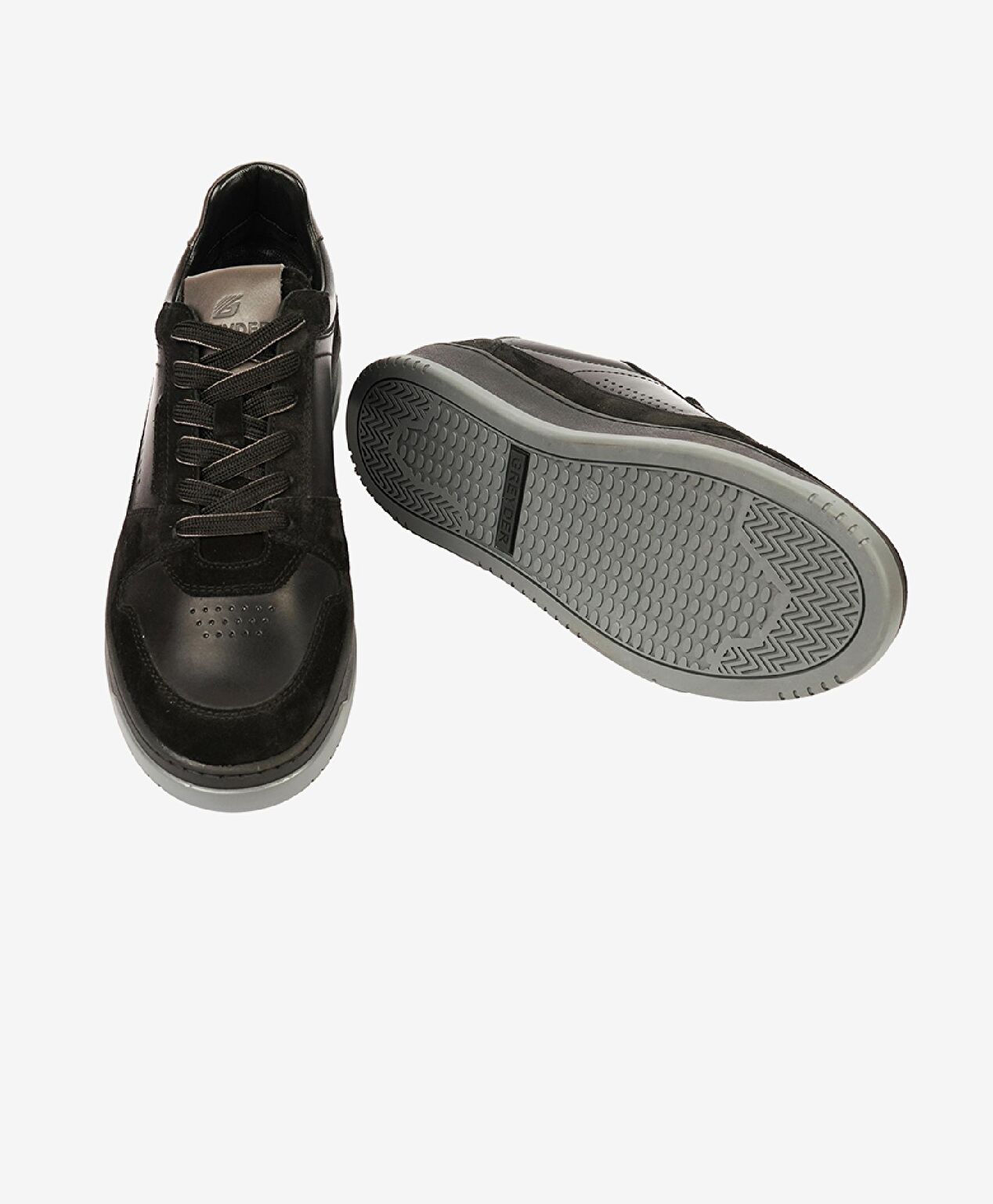 Erkek Siyah Hakiki Deri Sneaker Ayakkabı - 6