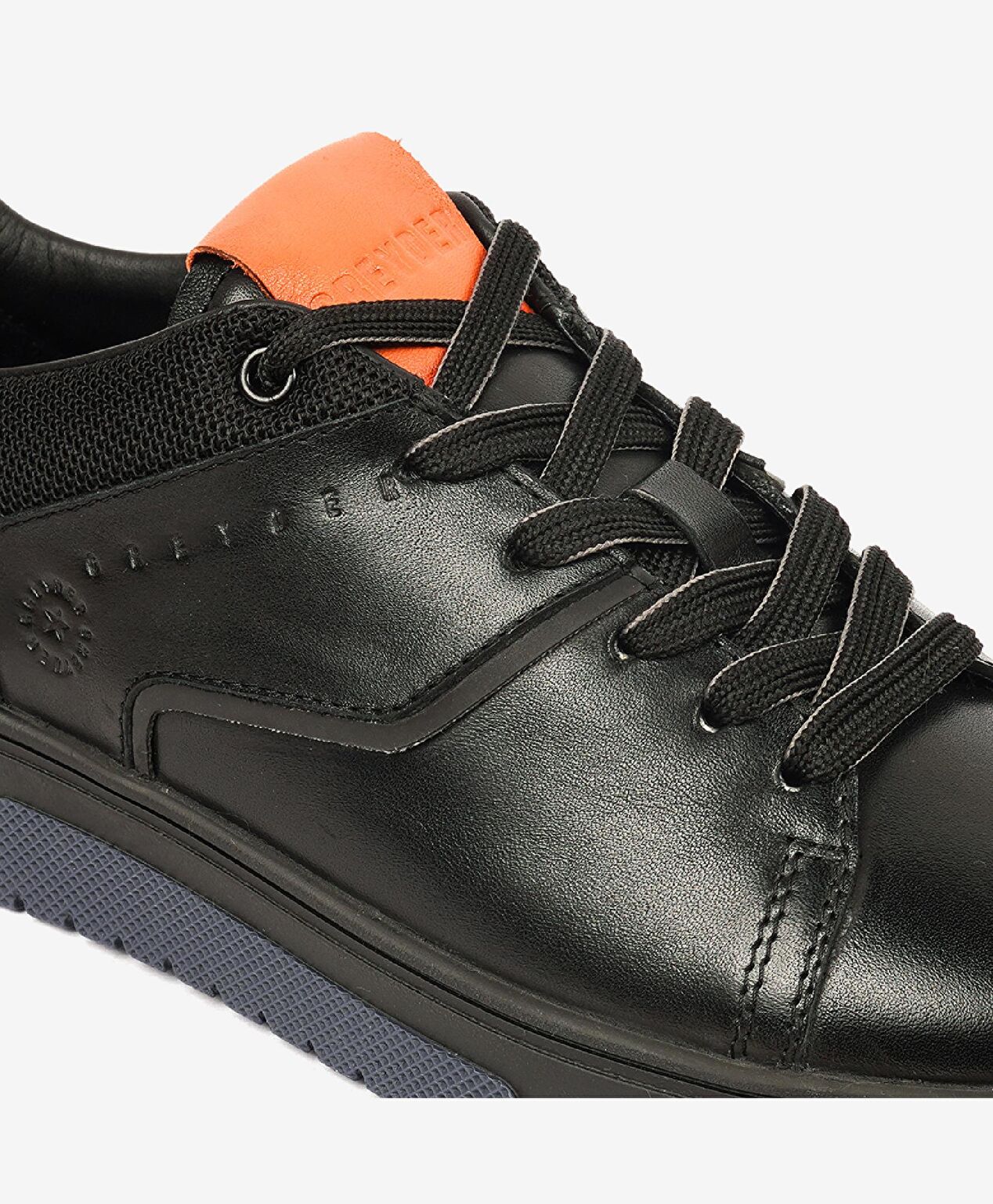 Erkek Siyah Turuncu Hakiki Deri Sneaker Ayakkabı - 4