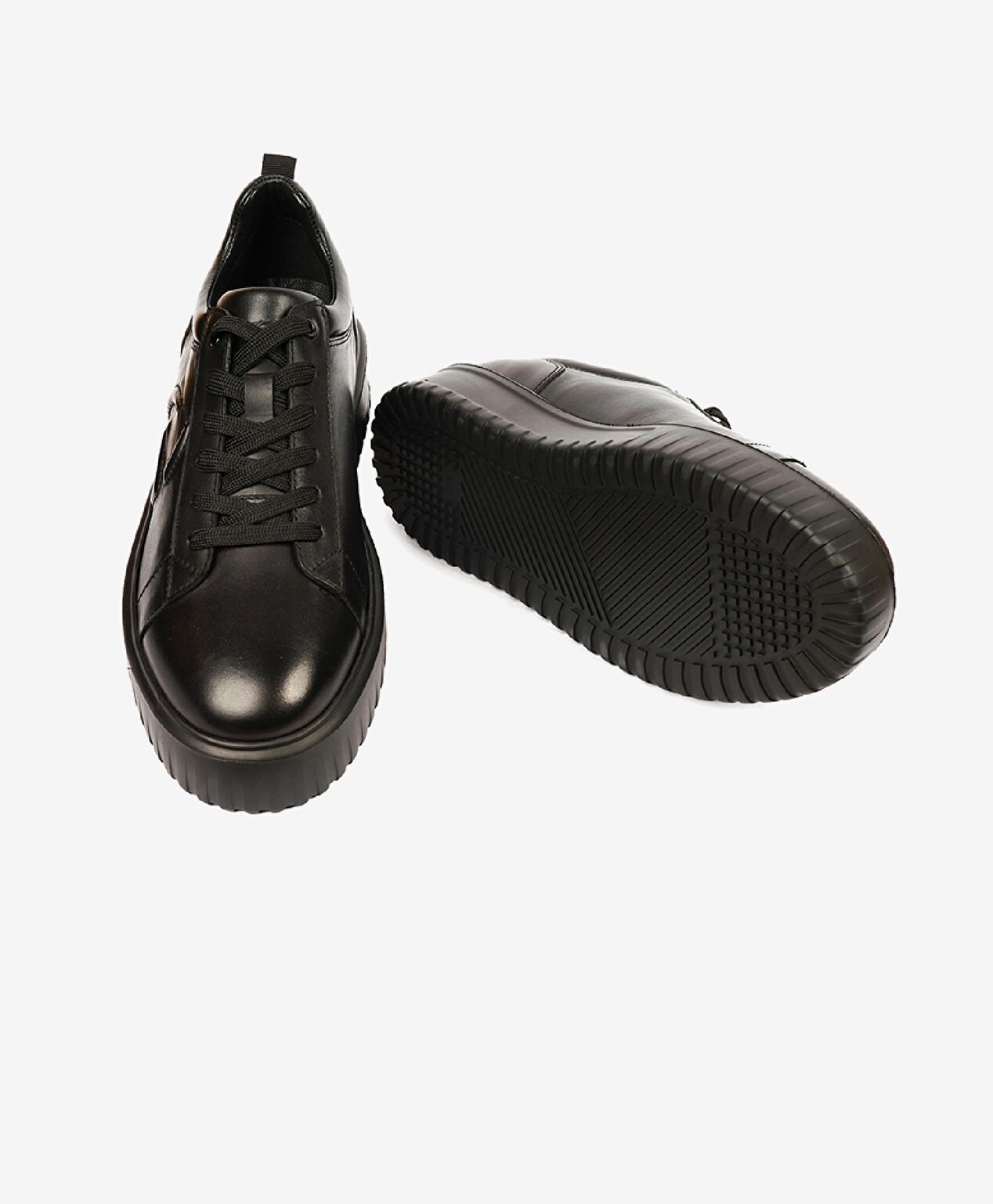 Erkek Siyah Hakiki Deri Sneaker Ayakkabı - 6