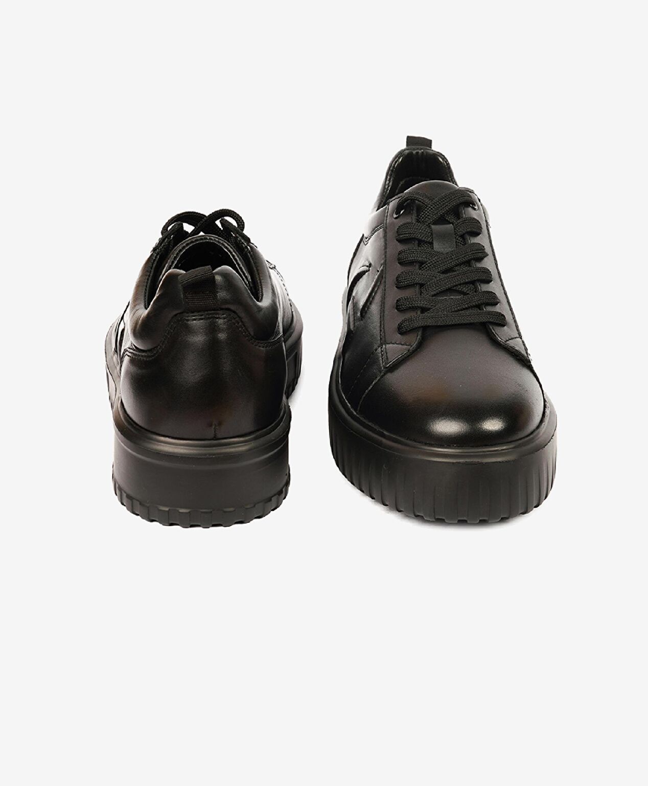 Erkek Siyah Hakiki Deri Sneaker Ayakkabı - 7