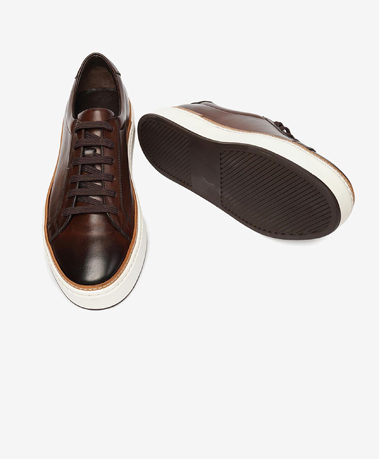 Erkek Kahverengi Hakiki Deri Sneaker Ayakkabı - 6