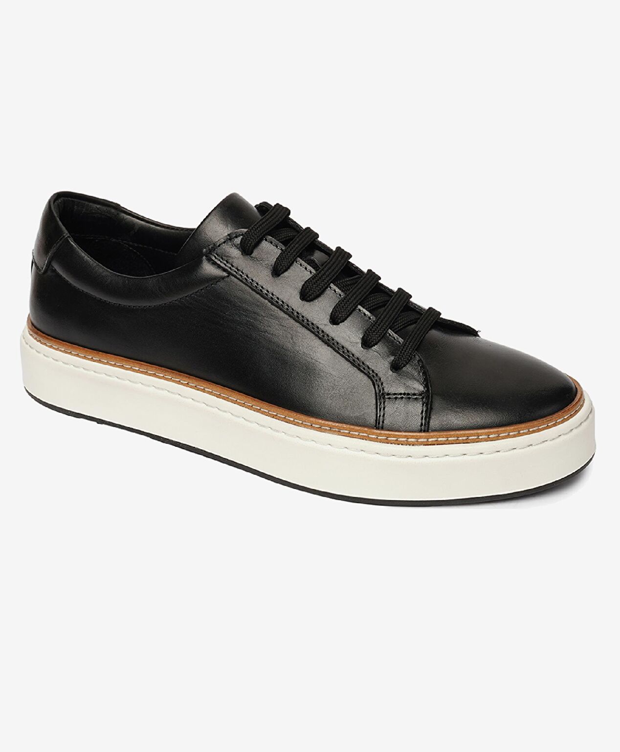 Erkek Siyah Hakiki Deri Sneaker Ayakkabı - 2