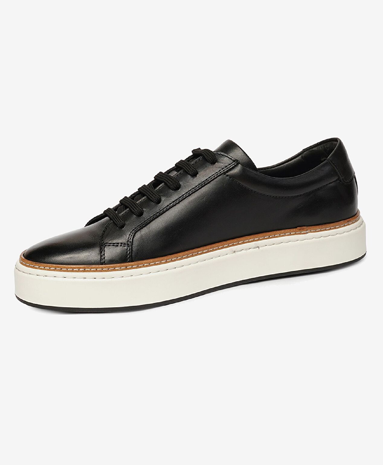 Erkek Siyah Hakiki Deri Sneaker Ayakkabı - 3