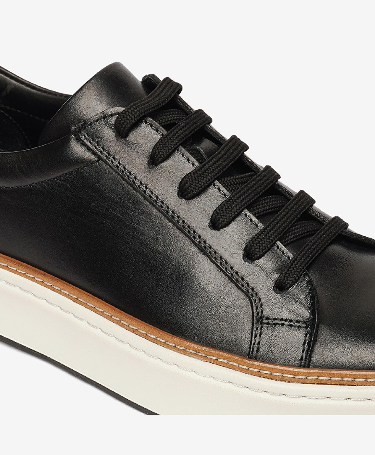 Erkek Siyah Hakiki Deri Sneaker Ayakkabı - 5