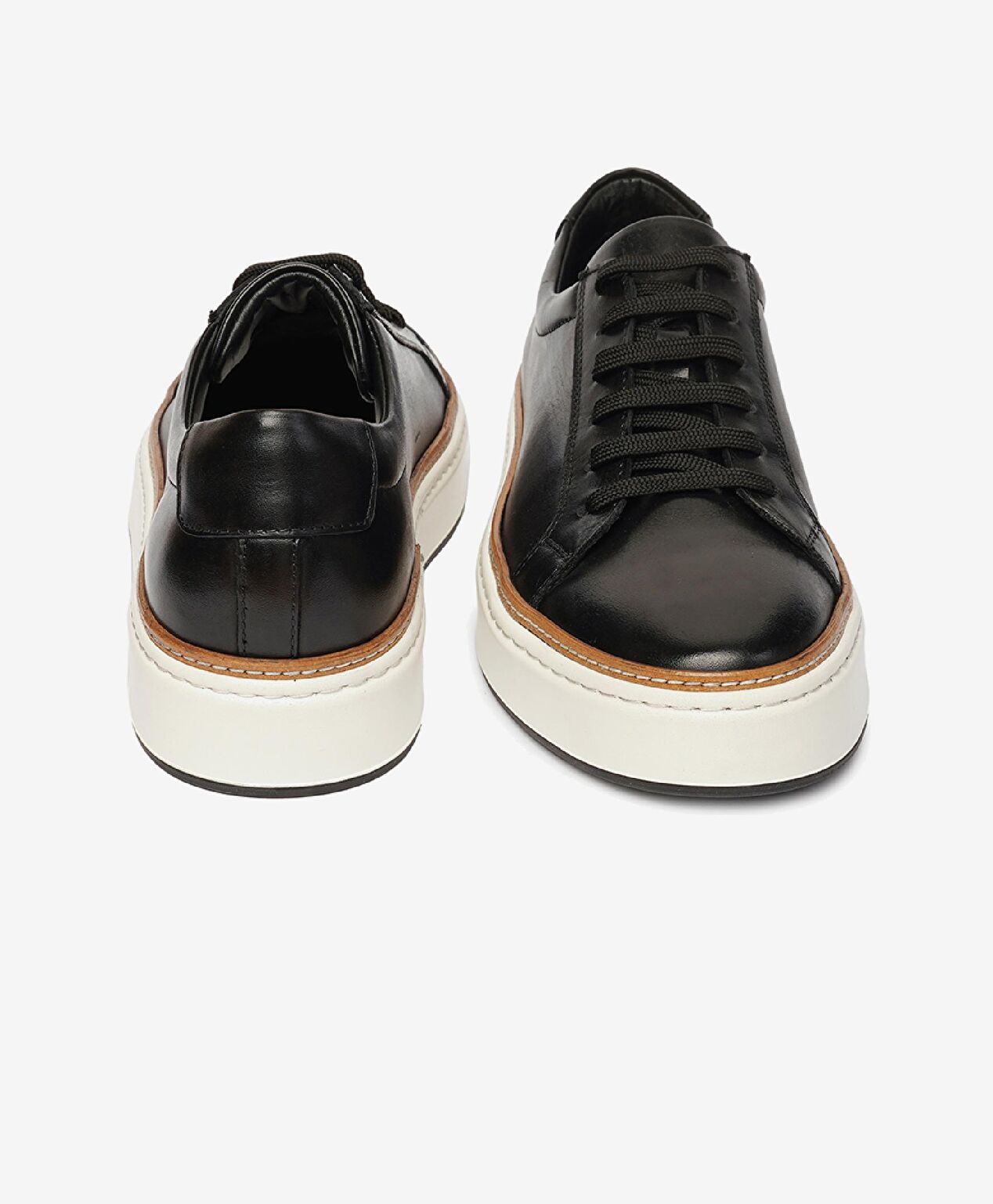 Erkek Siyah Hakiki Deri Sneaker Ayakkabı - 7