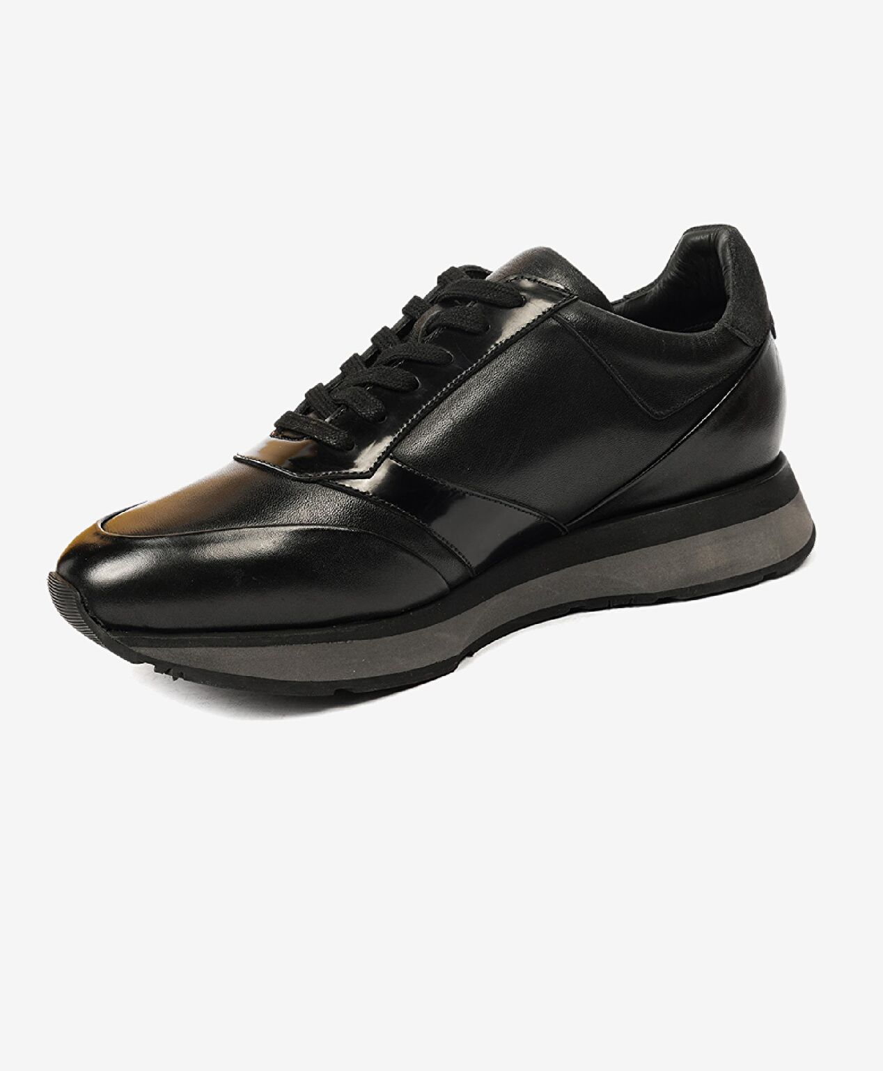 Erkek Siyah Hakiki Deri Sneaker Ayakkabı - 3