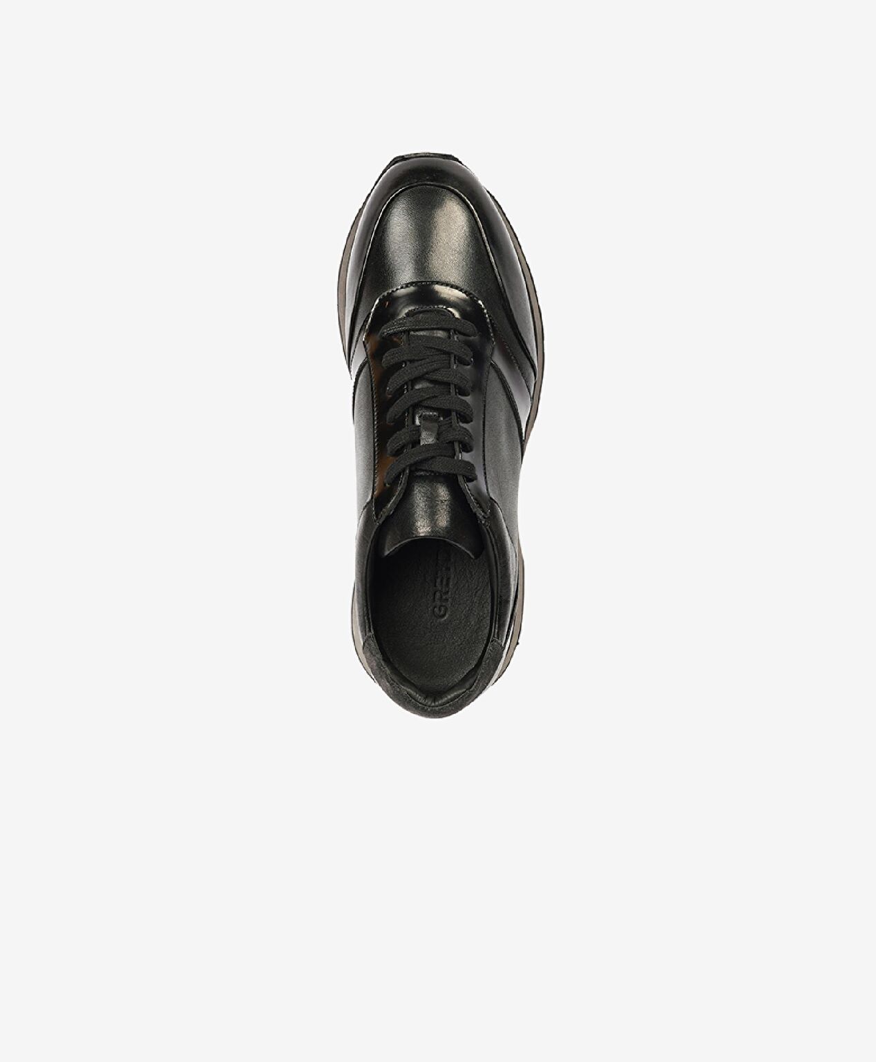 Erkek Siyah Hakiki Deri Sneaker Ayakkabı - 4