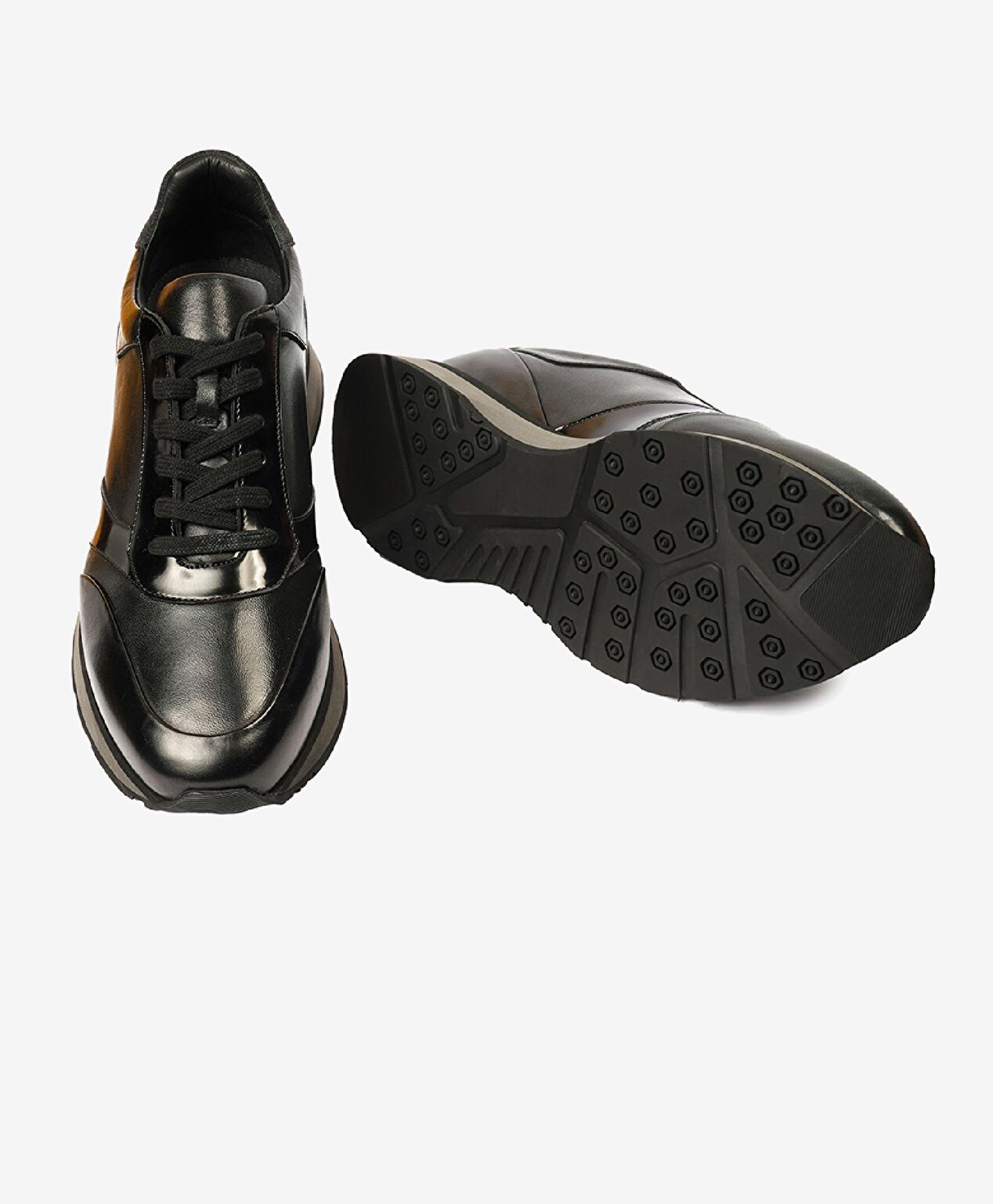 Erkek Siyah Hakiki Deri Sneaker Ayakkabı - 6