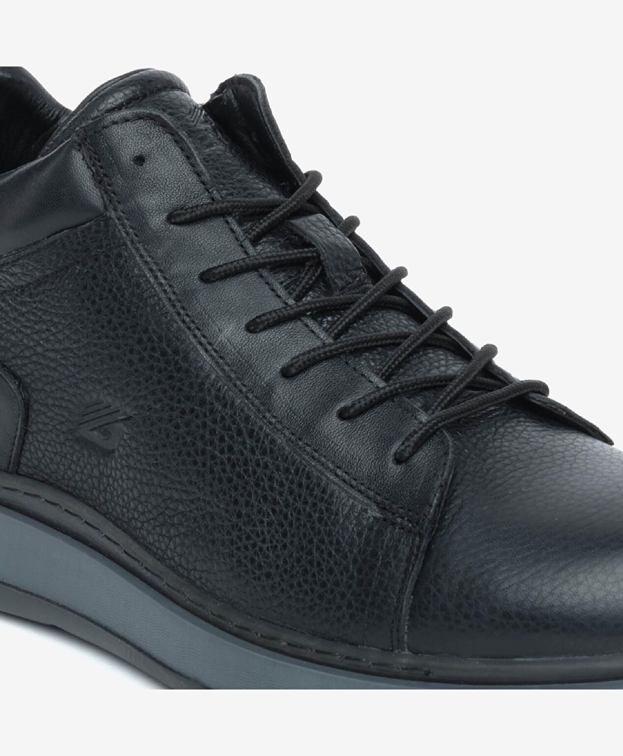 Erkek Mat Siyah Hakiki Deri Sneaker Bot - 5