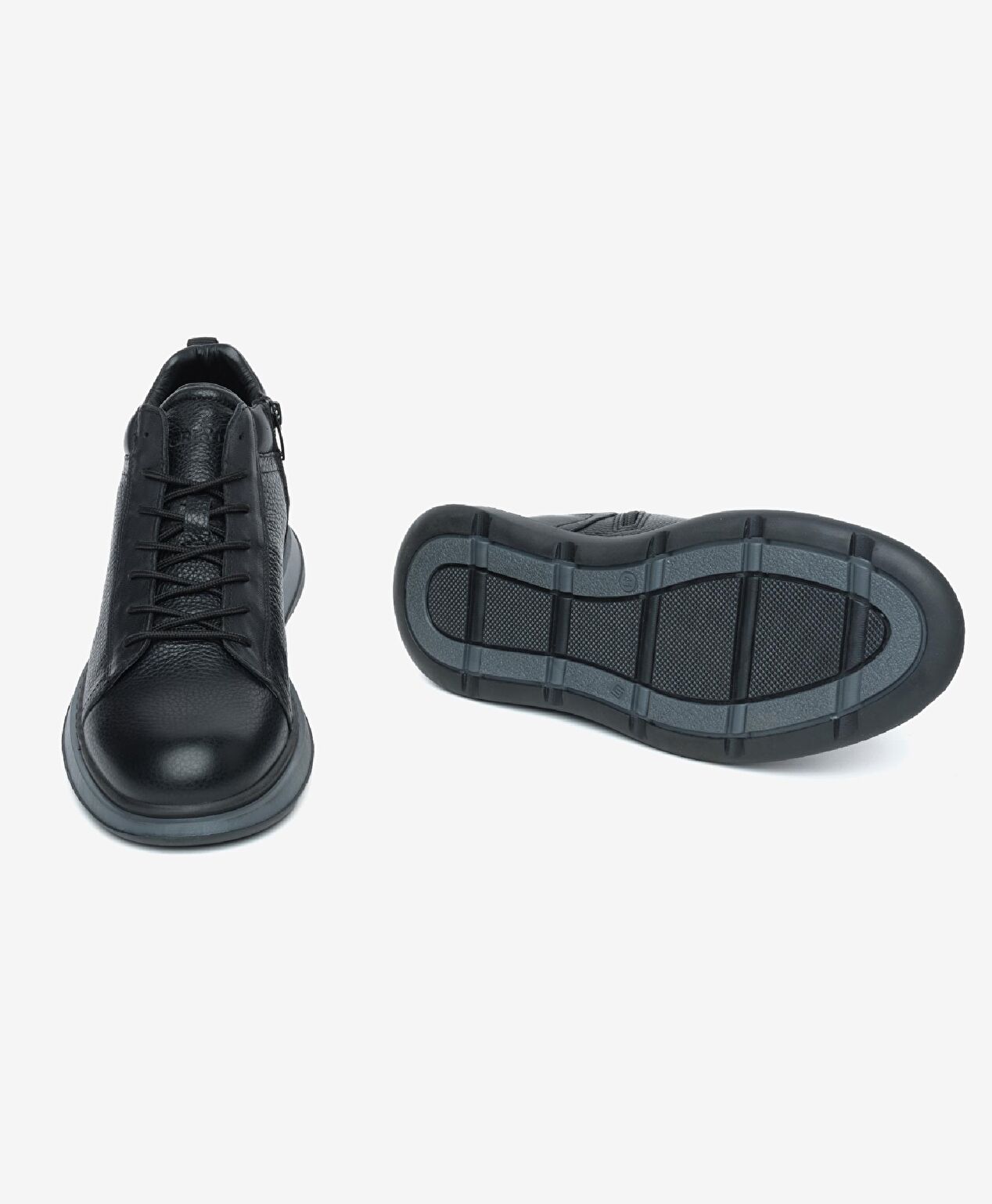 Erkek Mat Siyah Hakiki Deri Sneaker Bot - 6