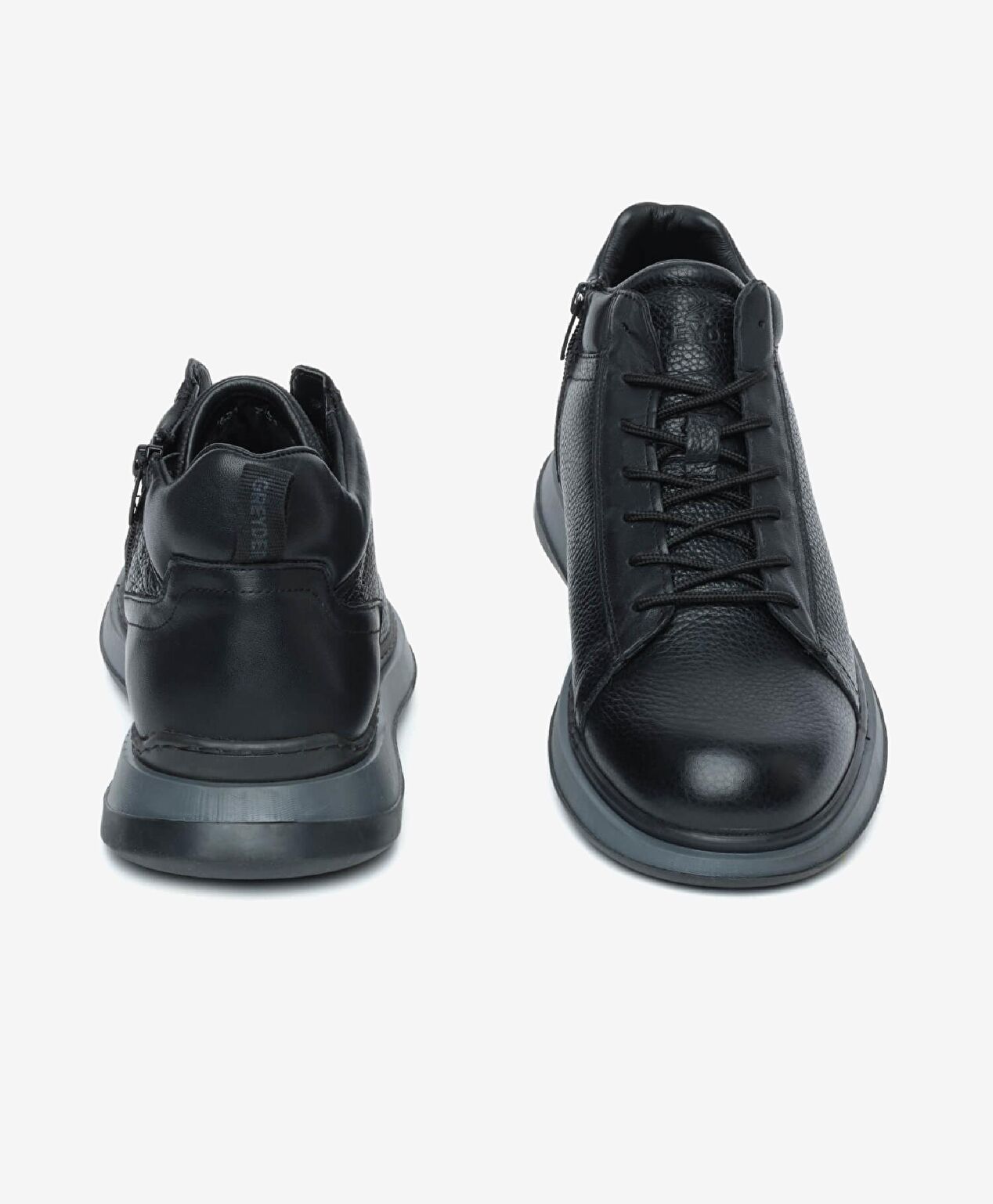 Erkek Mat Siyah Hakiki Deri Sneaker Bot - 7