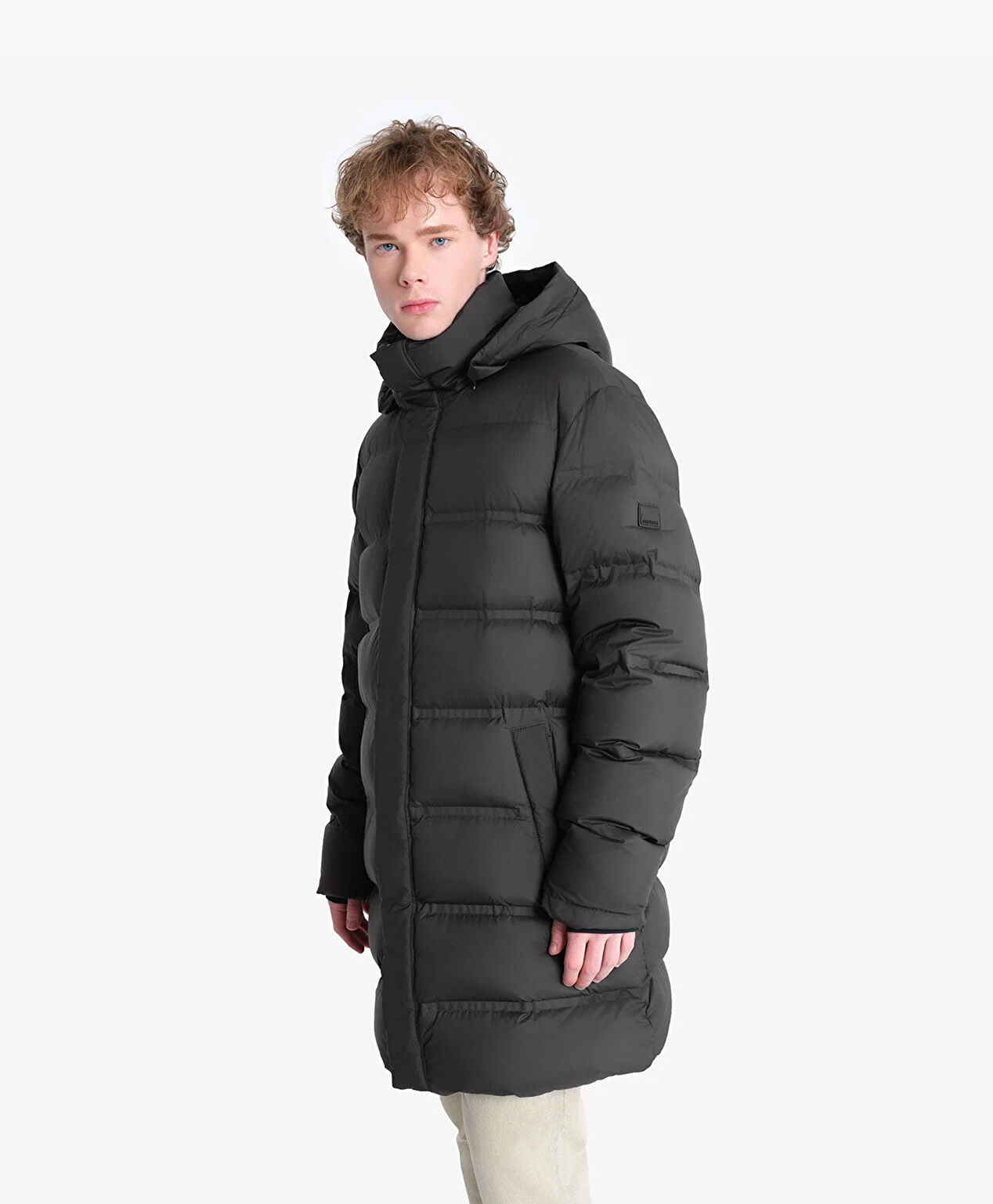 Erkek Siyah Su İtici Uzun Mont - 3