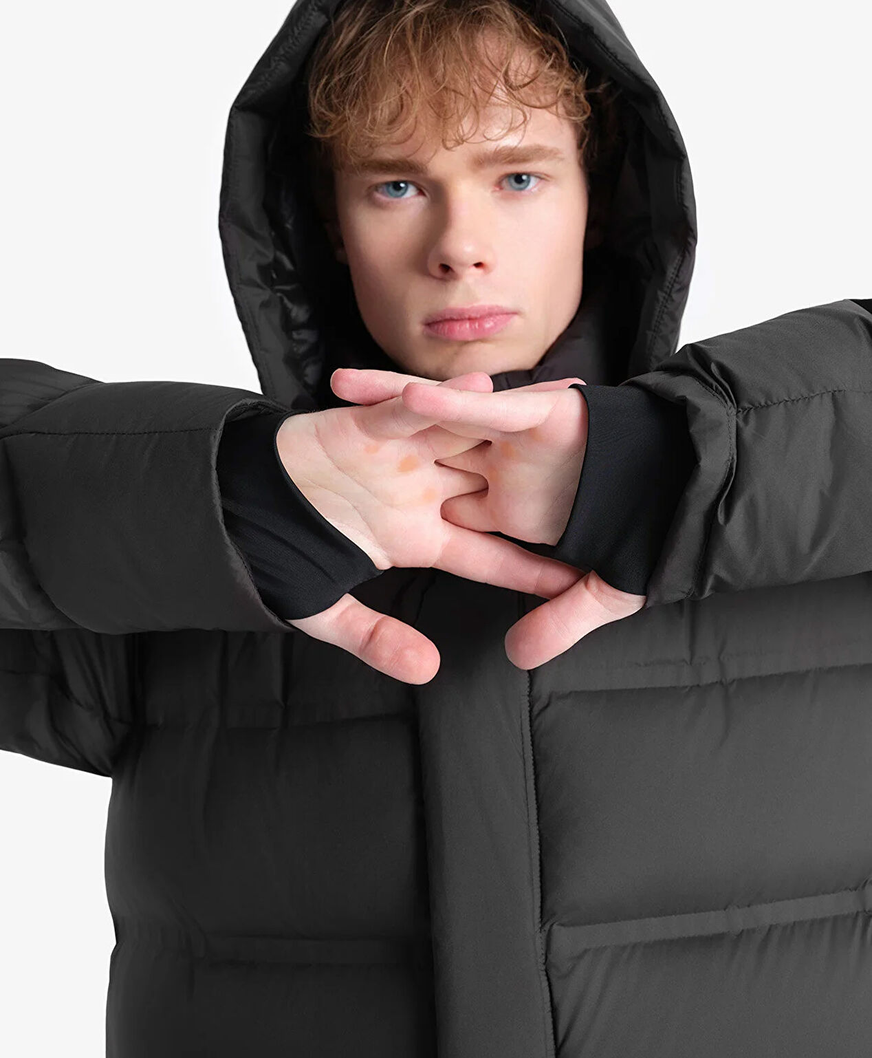 Erkek Siyah Su İtici Uzun Mont - 6