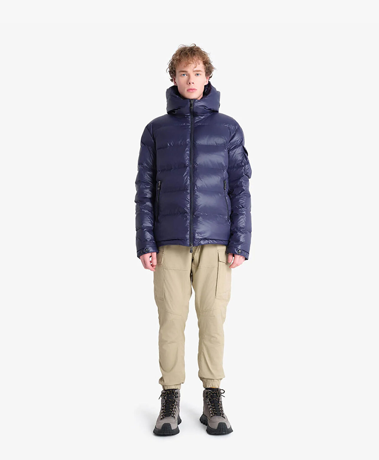 Erkek Parlak İndigo Su İtici Mont - 2