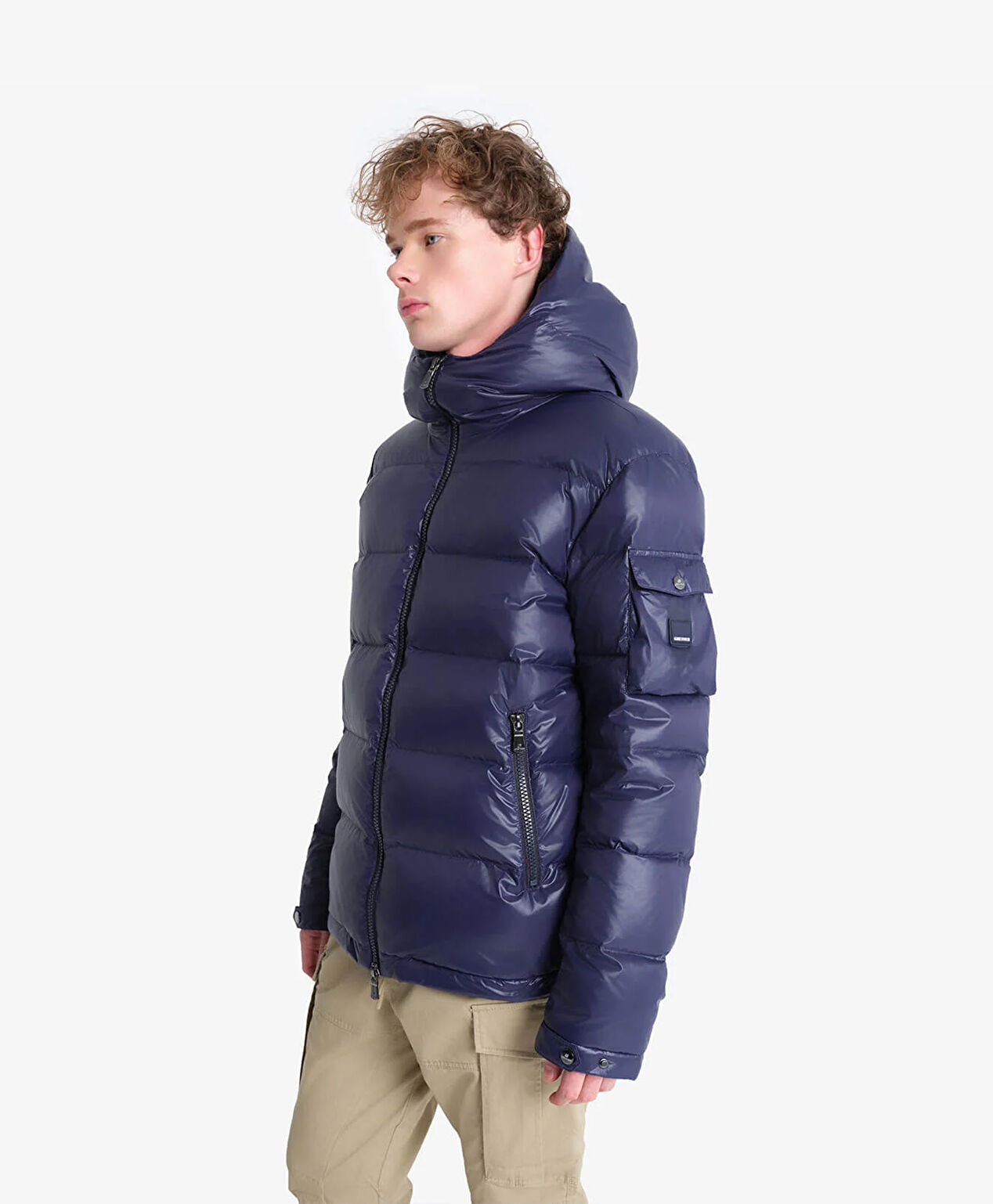 Erkek Parlak İndigo Su İtici Mont - 3