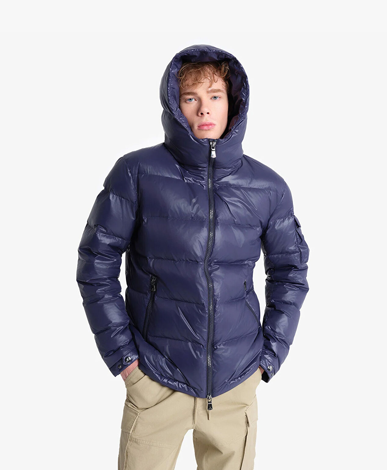 Erkek Parlak İndigo Su İtici Mont - 5