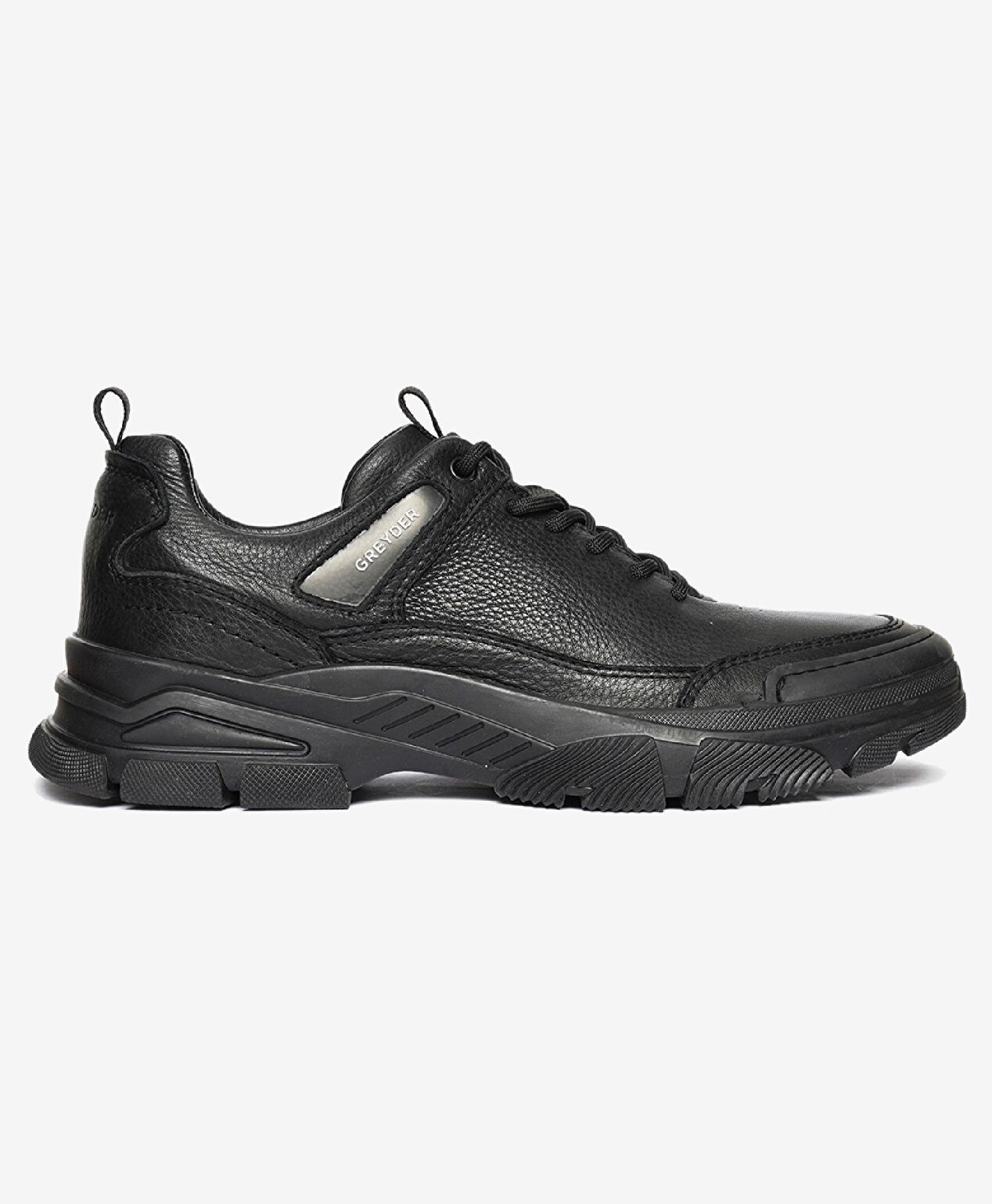 Erkek Siyah Hakiki Deri Sneaker Ayakkabı - 1