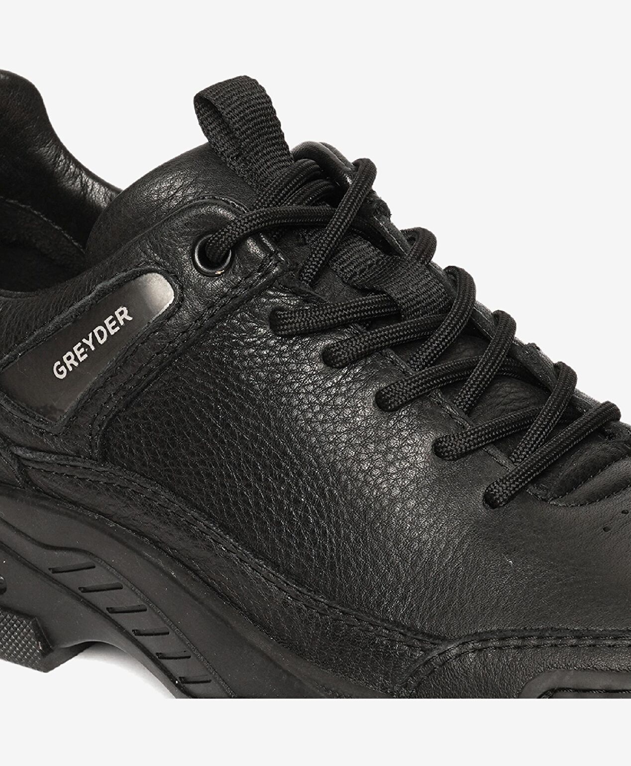 Erkek Siyah Hakiki Deri Sneaker Ayakkabı - 5