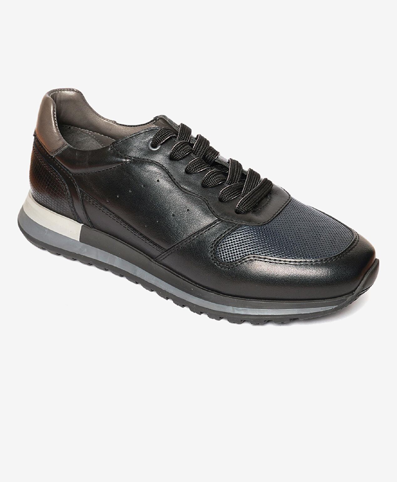 Erkek Siyah Hakiki Deri Sneaker Ayakkabı - 2