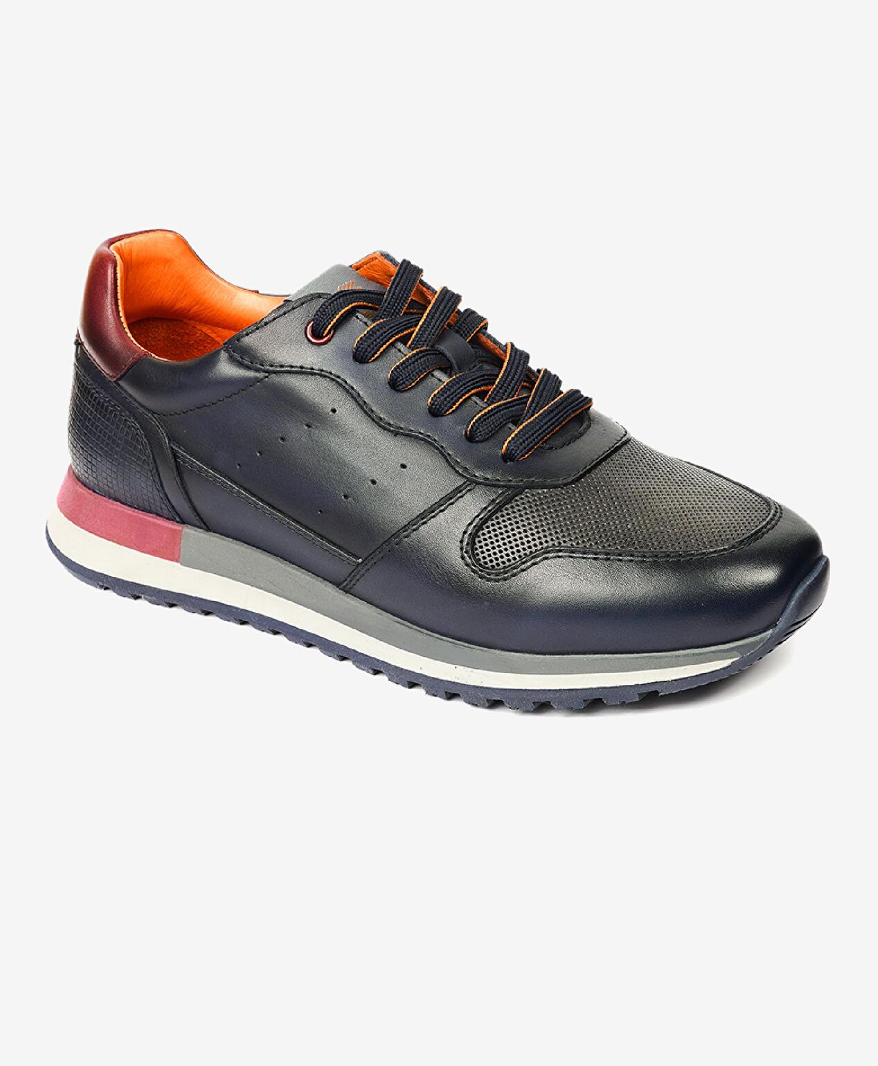 Erkek Lacivert Hakiki Deri Sneaker Ayakkabı - 2