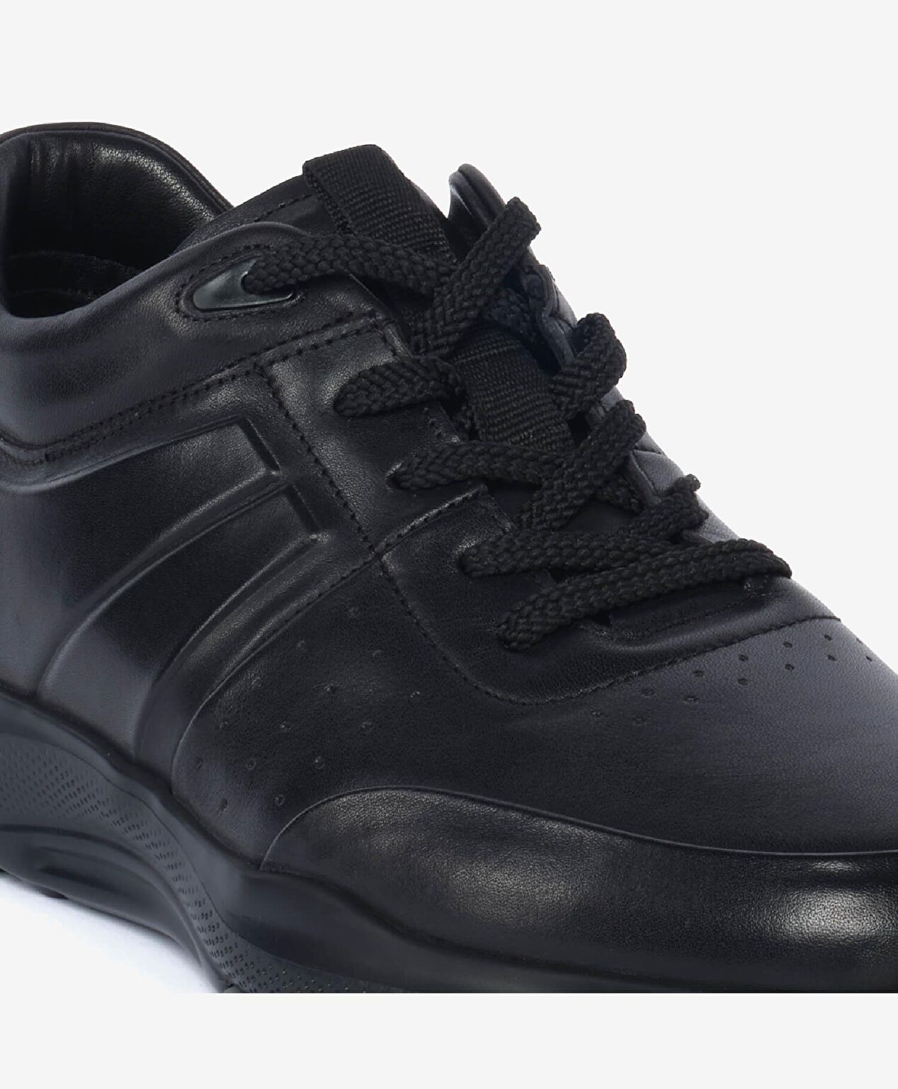 Erkek Siyah Hakiki Deri Sneaker Ayakkabı - 5