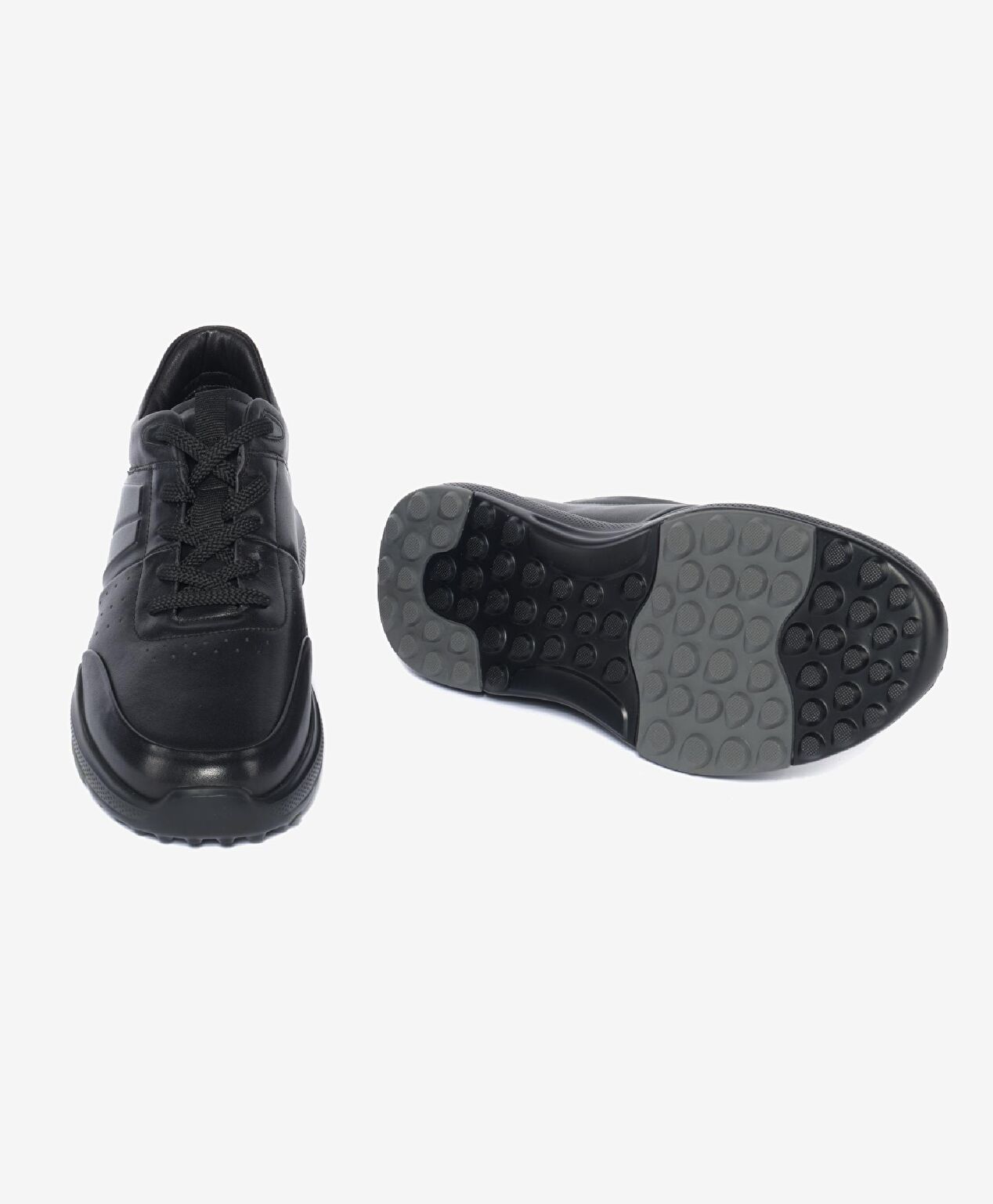 Erkek Siyah Hakiki Deri Sneaker Ayakkabı - 6