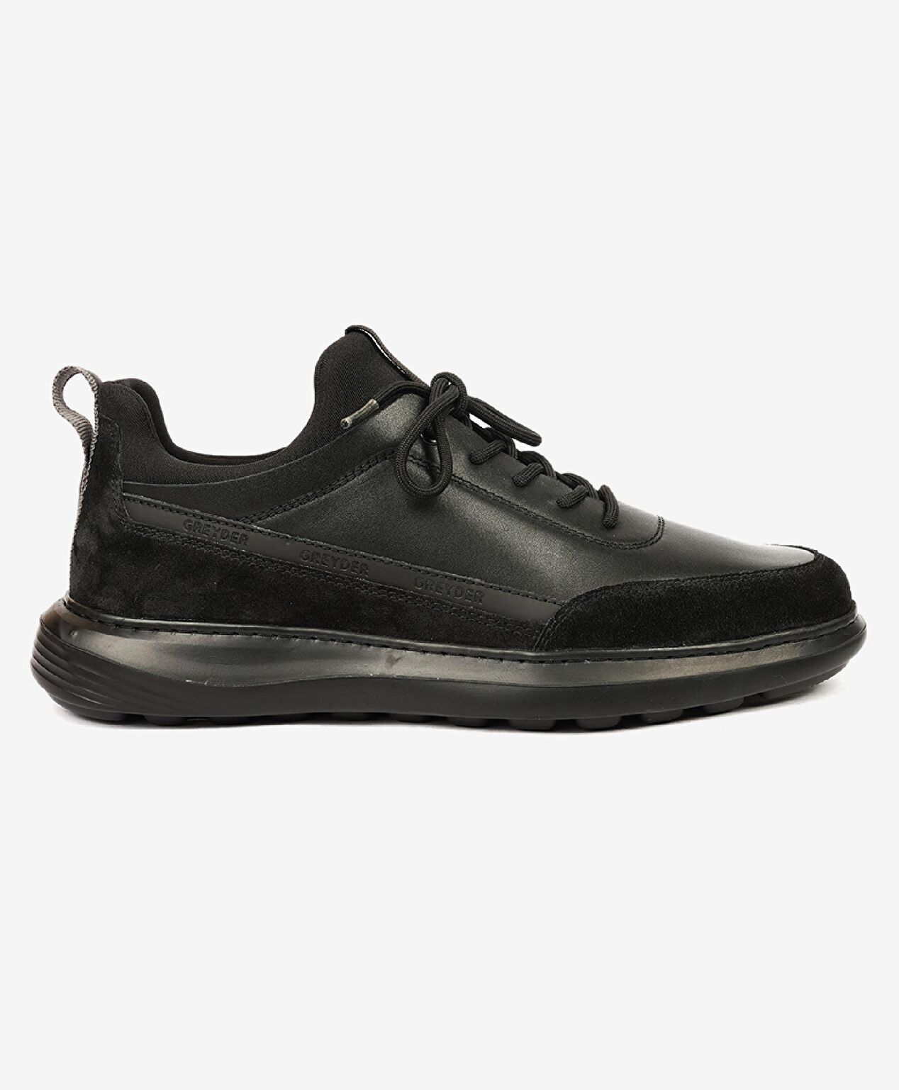 Erkek Siyah Hakiki Deri Sneaker Ayakkabı - 1