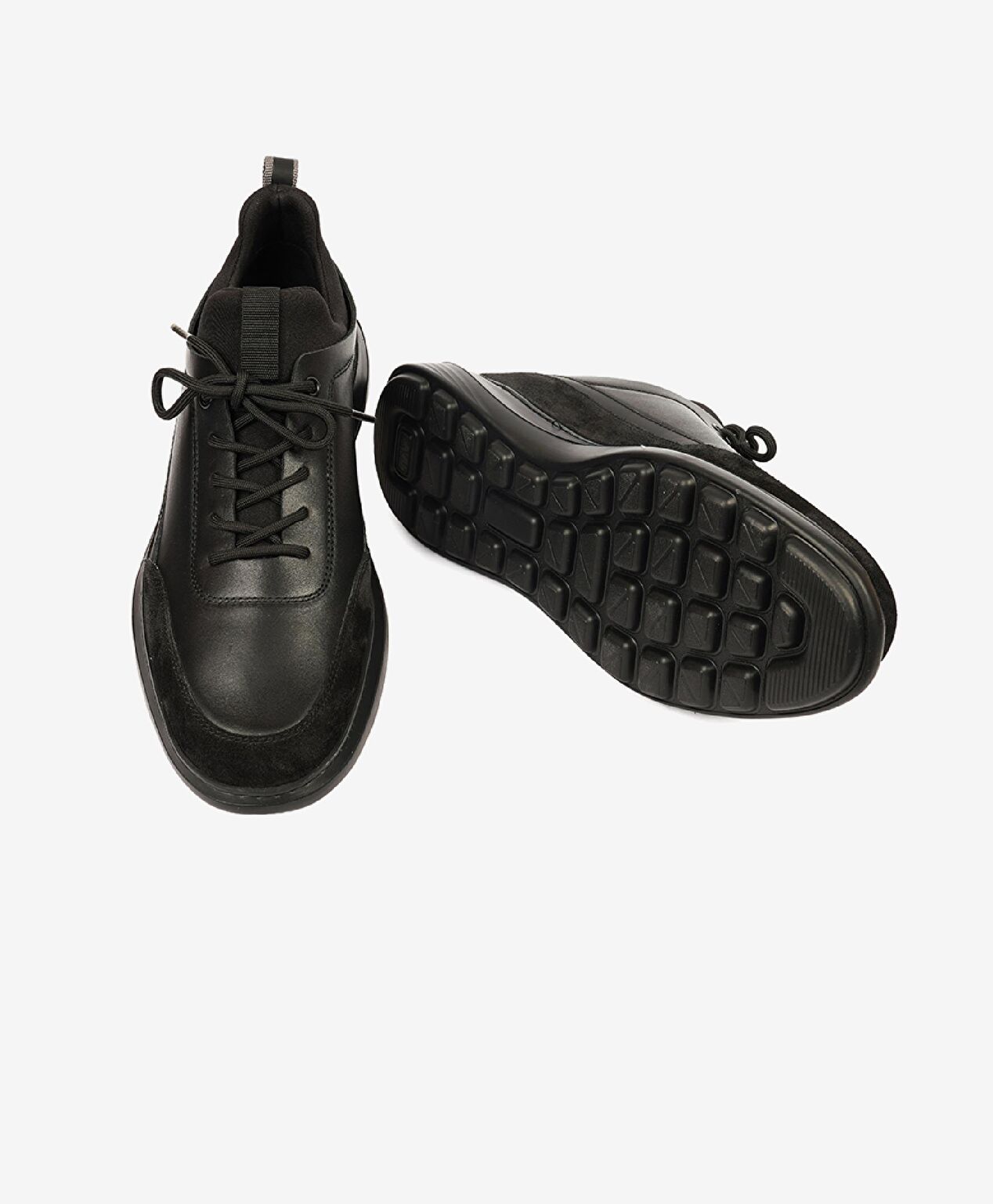 Erkek Siyah Hakiki Deri Sneaker Ayakkabı - 6