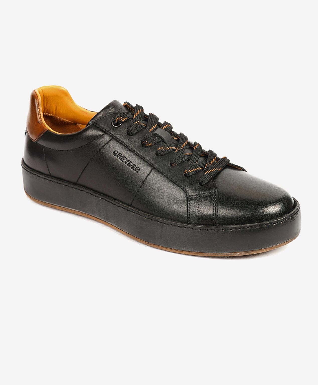 Erkek Siyah Hakiki Deri Sneaker Ayakkabı - 2
