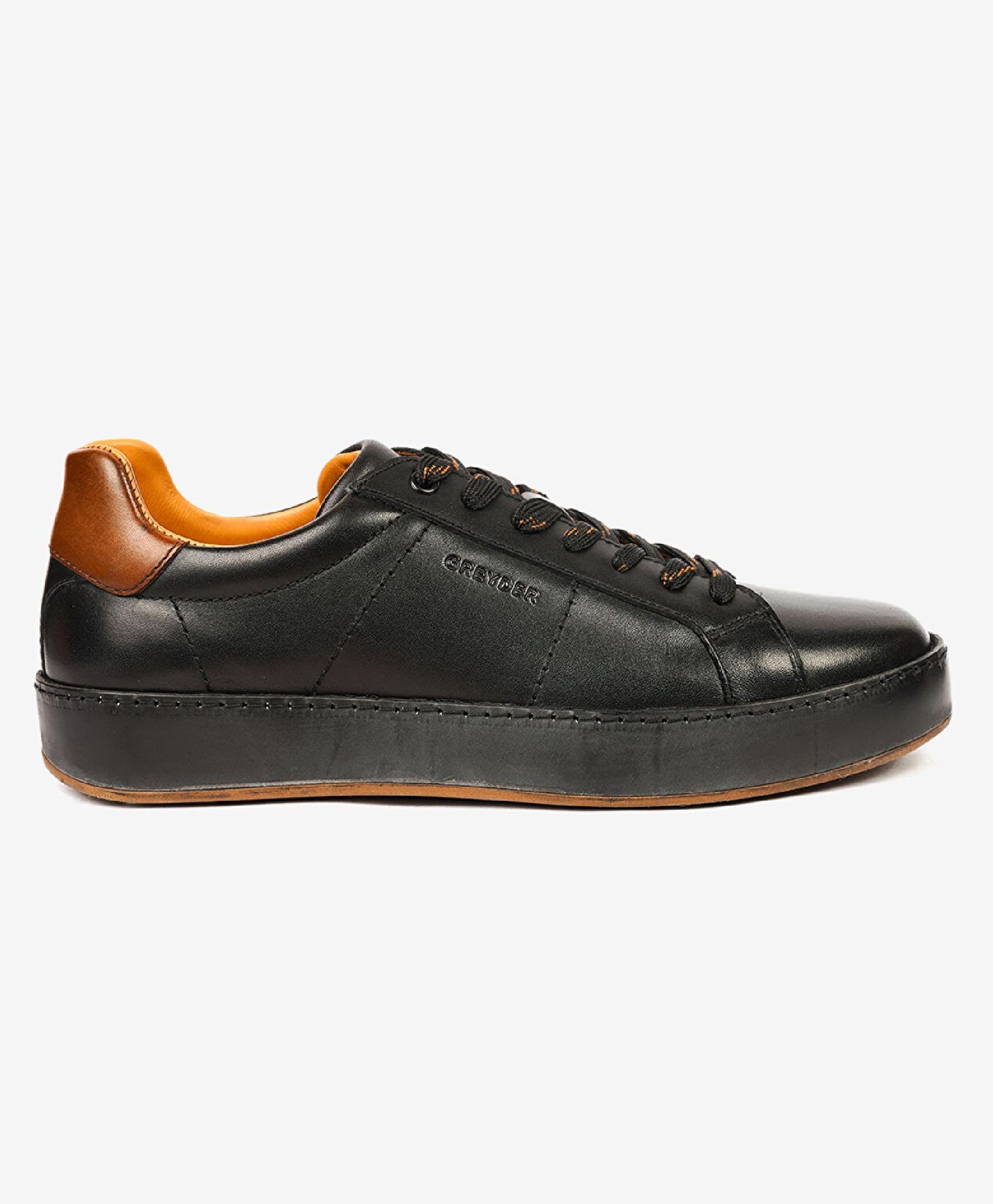 Erkek Siyah Hakiki Deri Sneaker Ayakkabı - 1