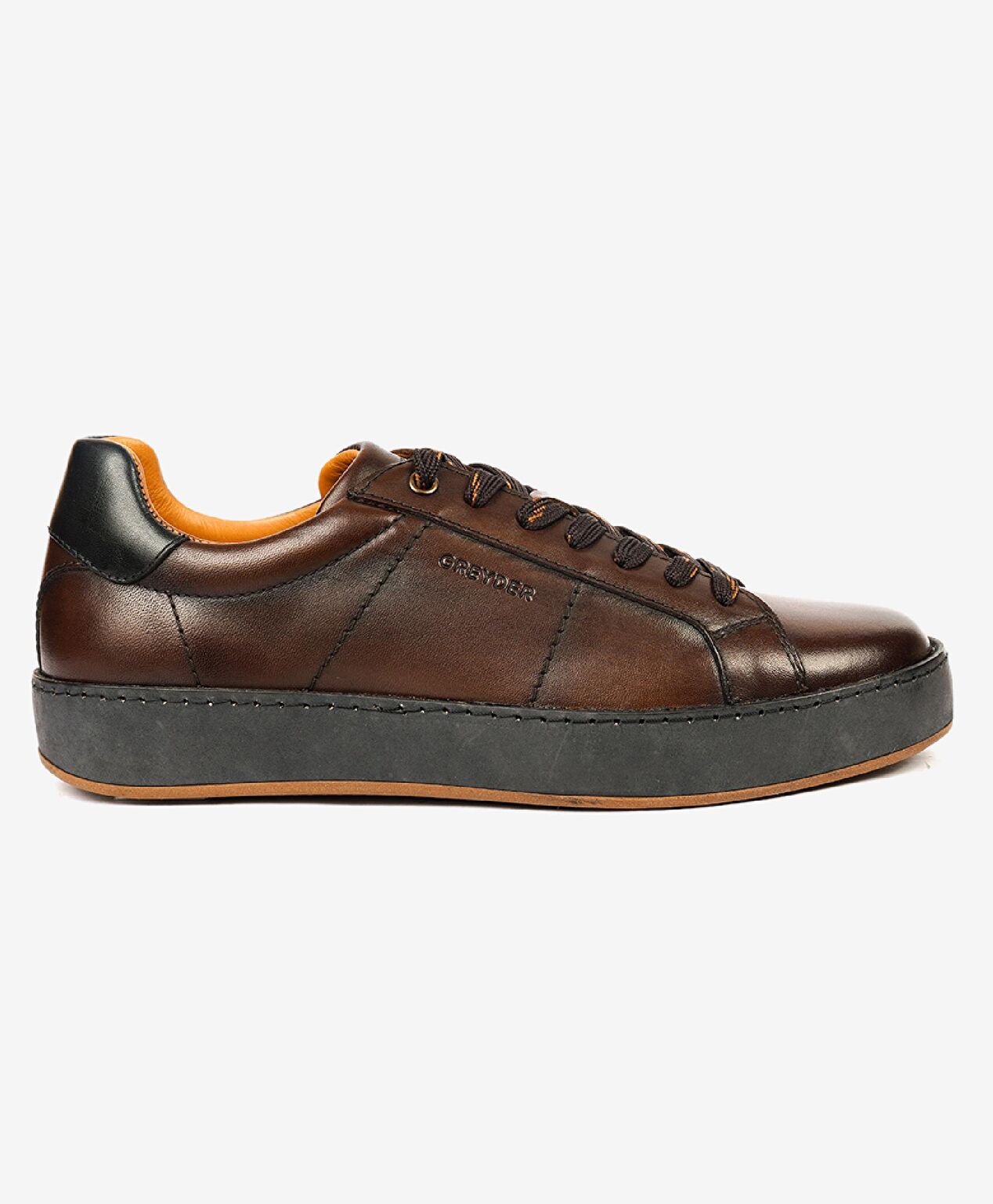 Erkek Kahverengi Hakiki Deri Sneaker Ayakkabı - 1