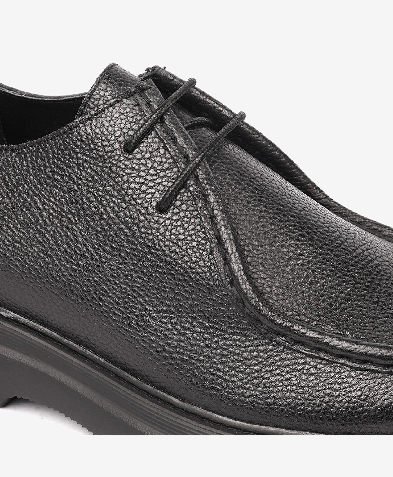 Erkek Siyah Hakiki Deri Klasik Ayakkabı - 5