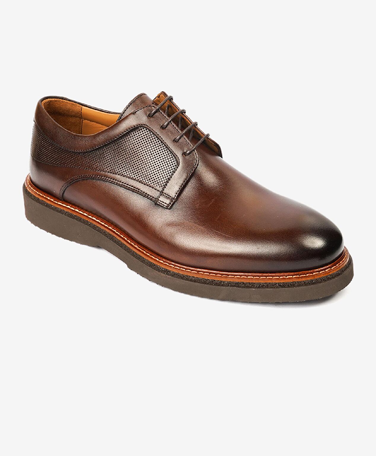 Erkek Kahverengi Hakiki Deri Klasik Ayakkabı - 2