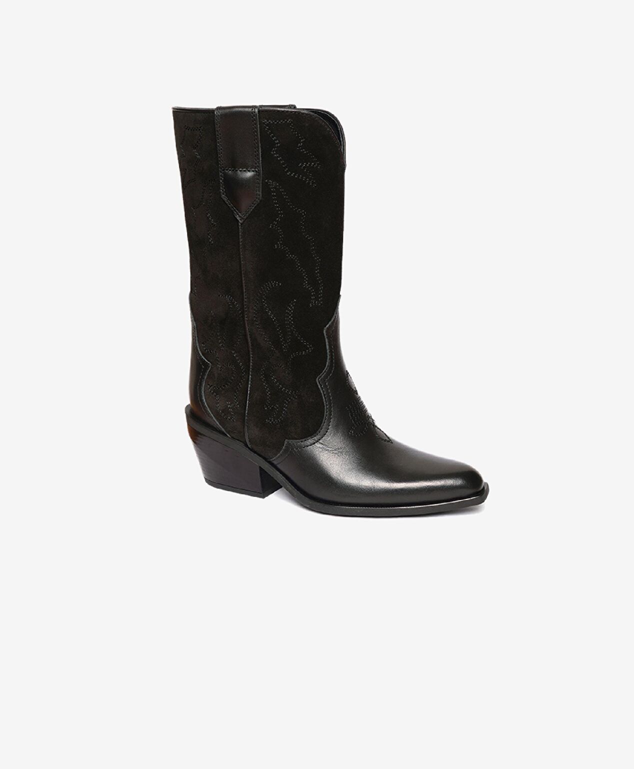 Kadın Siyah Süet Hakiki Deri Topuklu Bot - 2