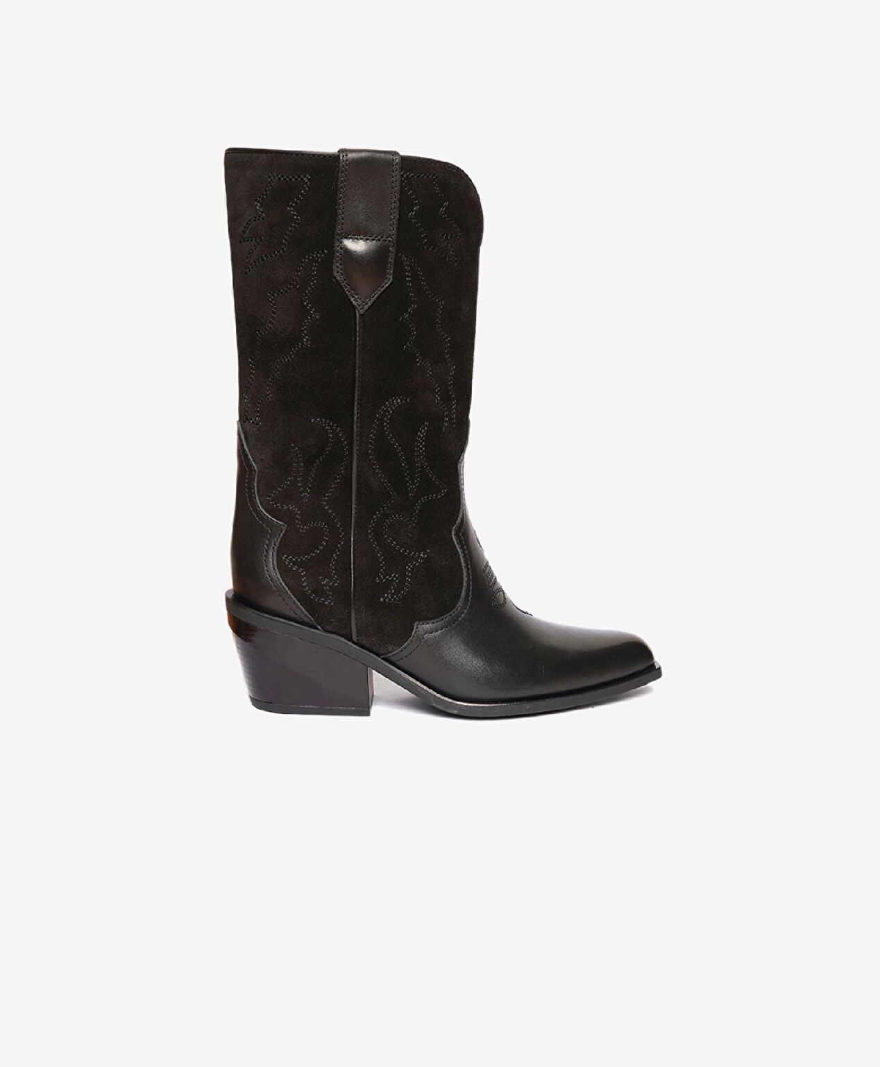 Kadın Siyah Süet Hakiki Deri Topuklu Bot - 1