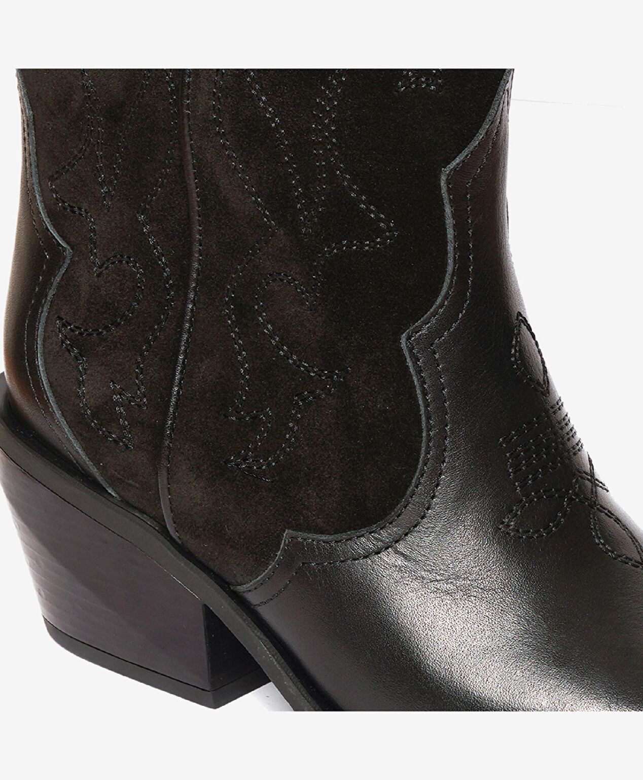 Kadın Siyah Süet Hakiki Deri Topuklu Bot - 5