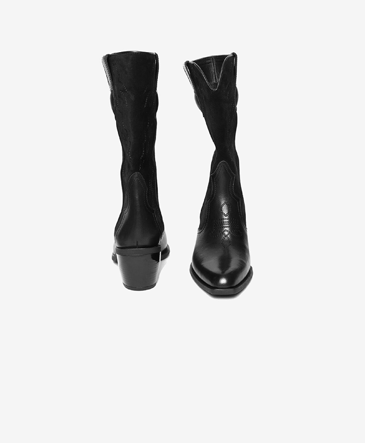 Kadın Siyah Süet Hakiki Deri Topuklu Bot - 7