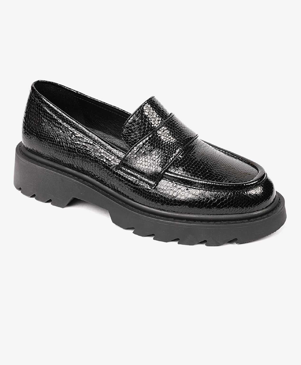 Kadın Siyah Hakiki Deri Memory Foam Taban Loafer Ayakkabı - 2