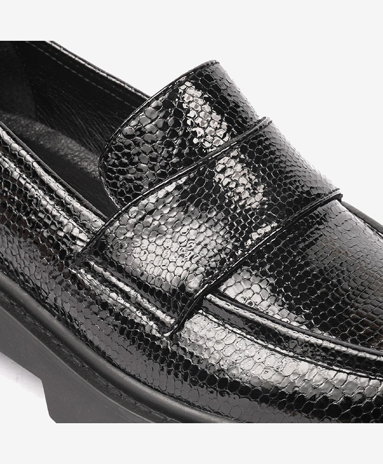 Kadın Siyah Hakiki Deri Memory Foam Taban Loafer Ayakkabı - 5