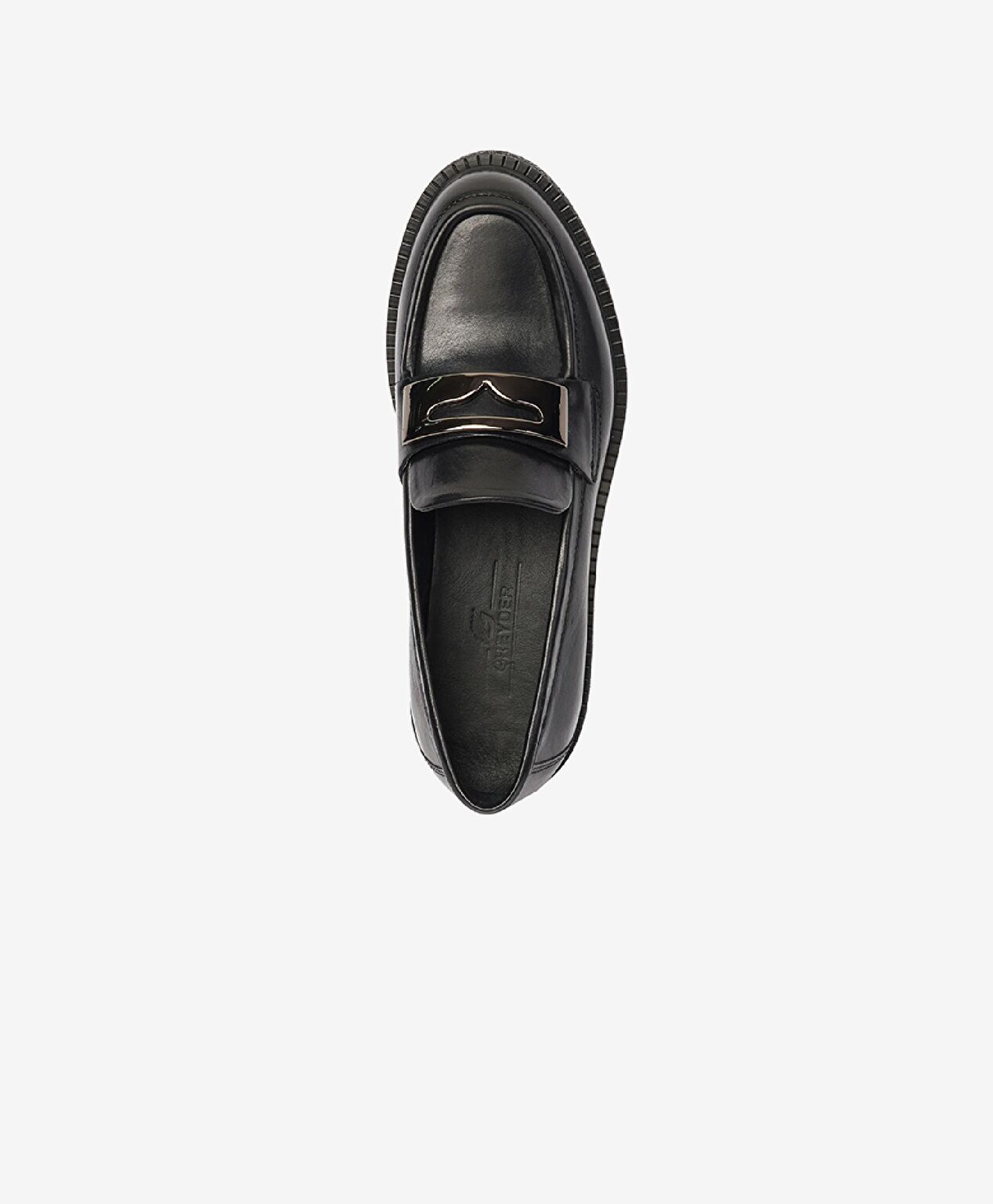 Kadın Parlak Siyah Hakiki Deri Memory Foam Taban Loafer Ayakkabı - 4