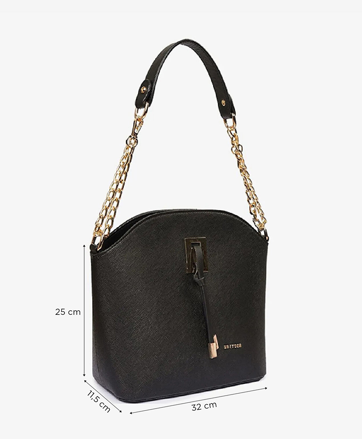 Kadın Siyah 3 Bölmeli Omuz Çantası - 6