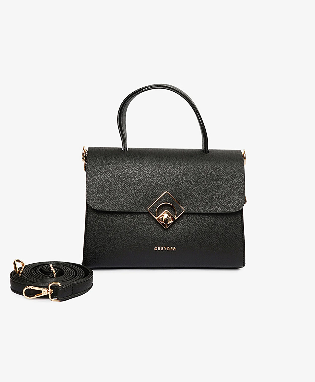 Kadın Siyah Tokalı Kol Çantası - 1