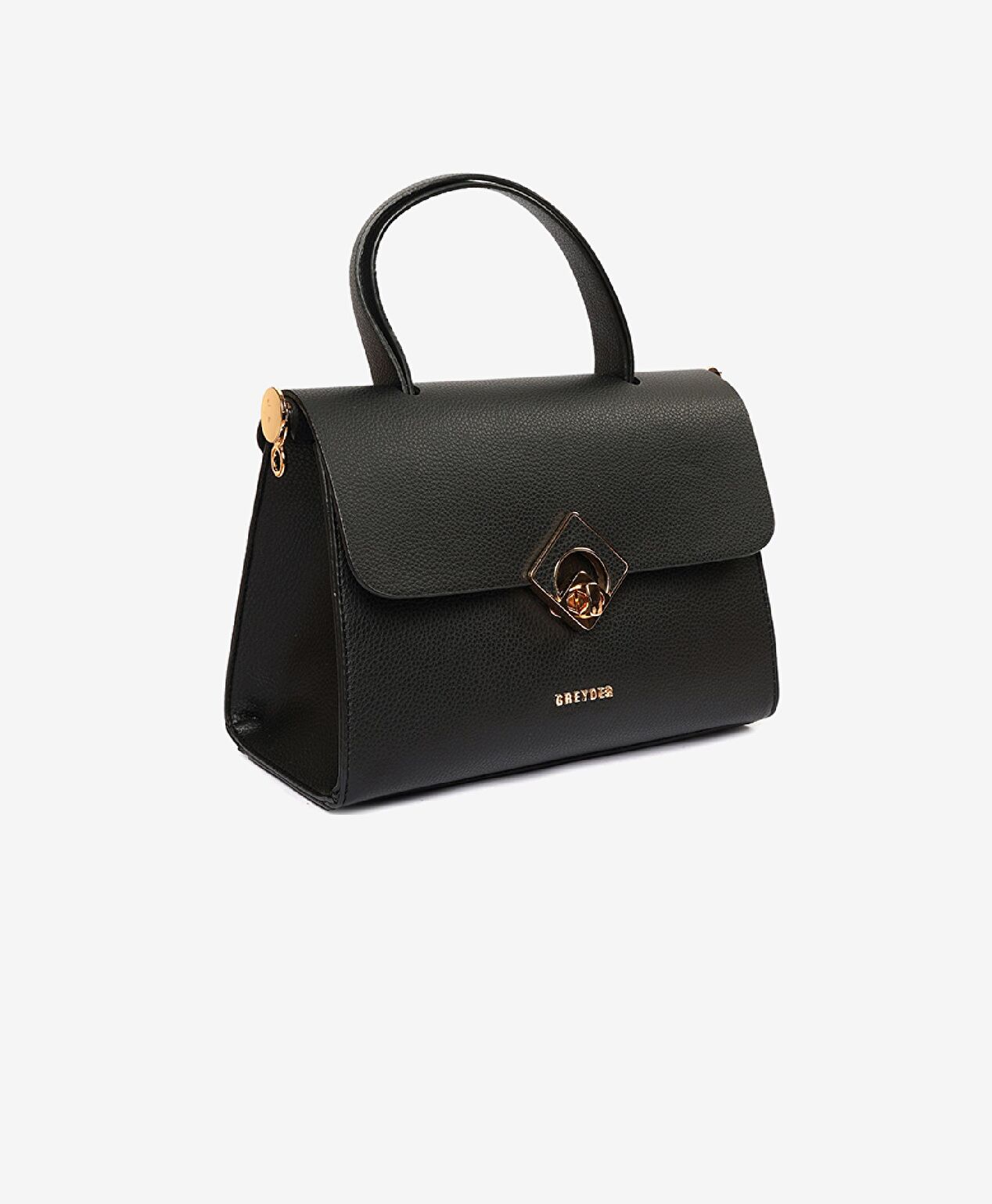 Kadın Siyah Tokalı Kol Çantası - 2