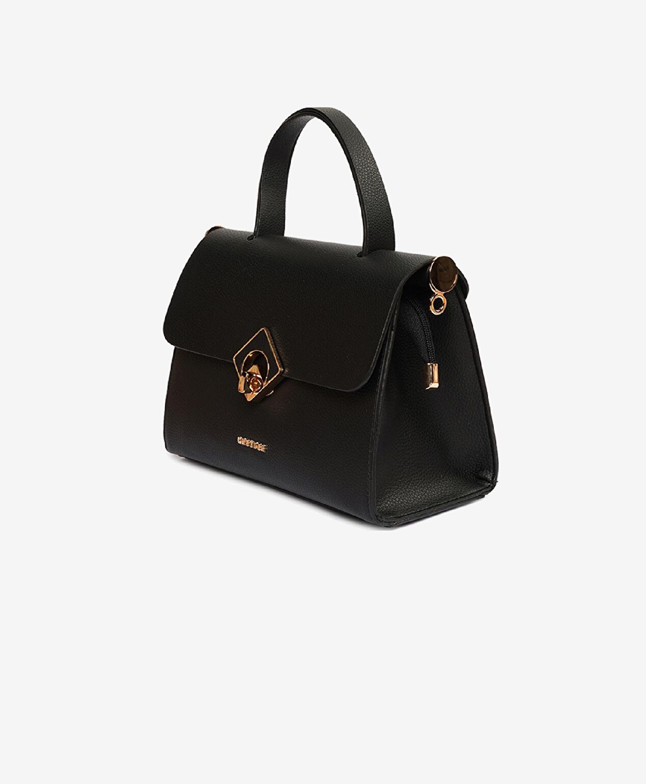 Kadın Siyah Tokalı Kol Çantası - 4